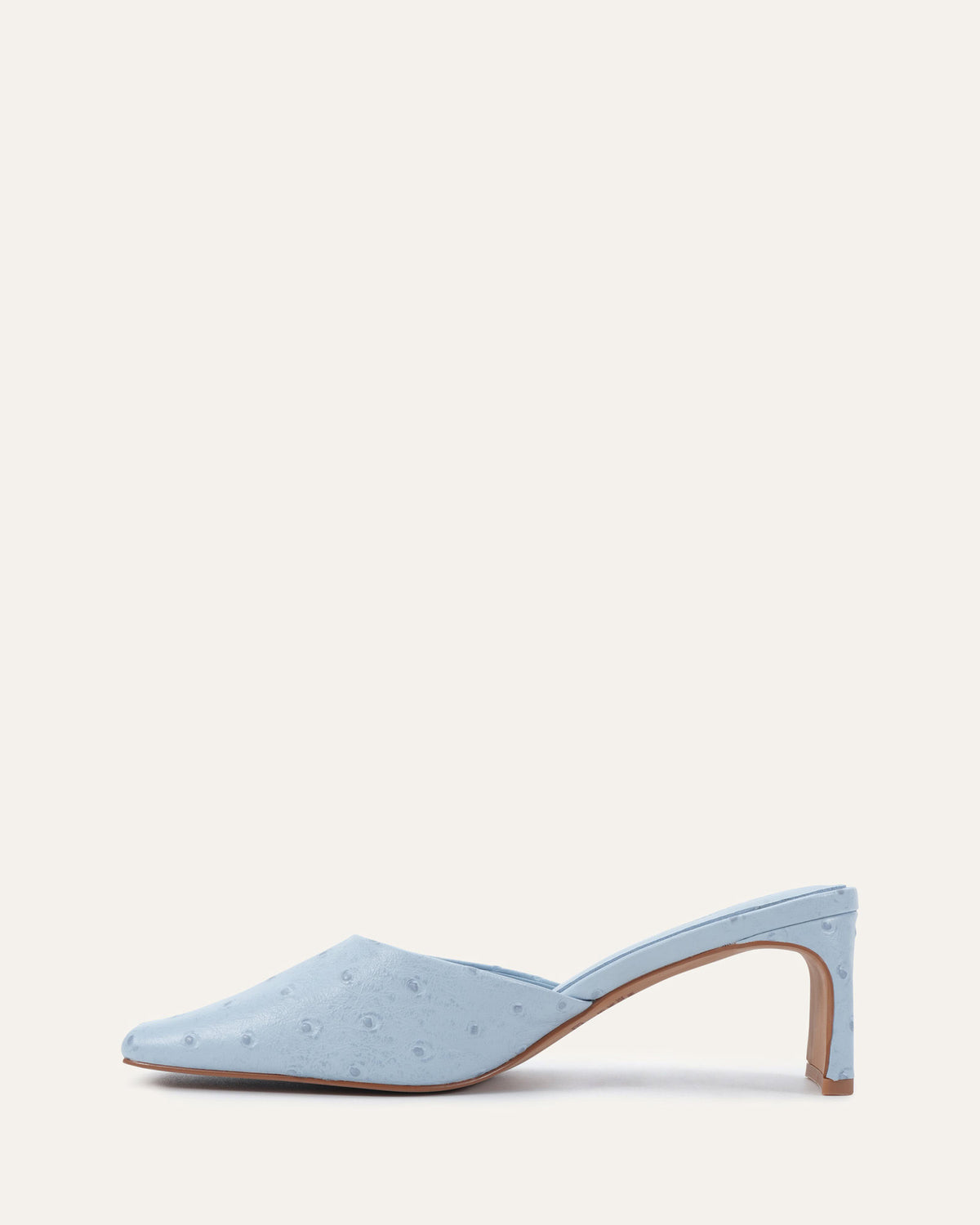 SEVILLE MID HEELS ICE BLUE OSTRICH PRINT