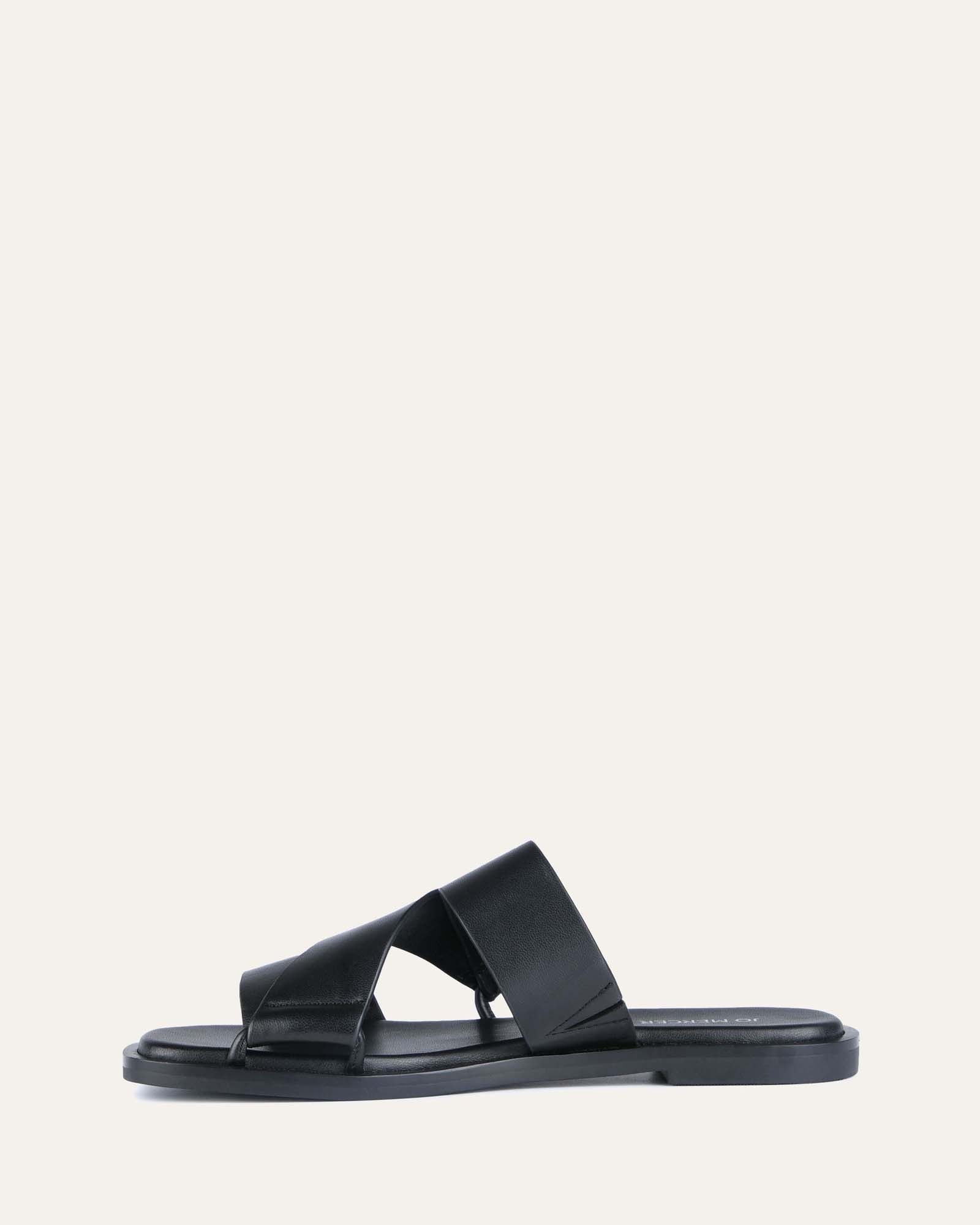 SHELBY FLAT SLIDES BLACK LEATHER image