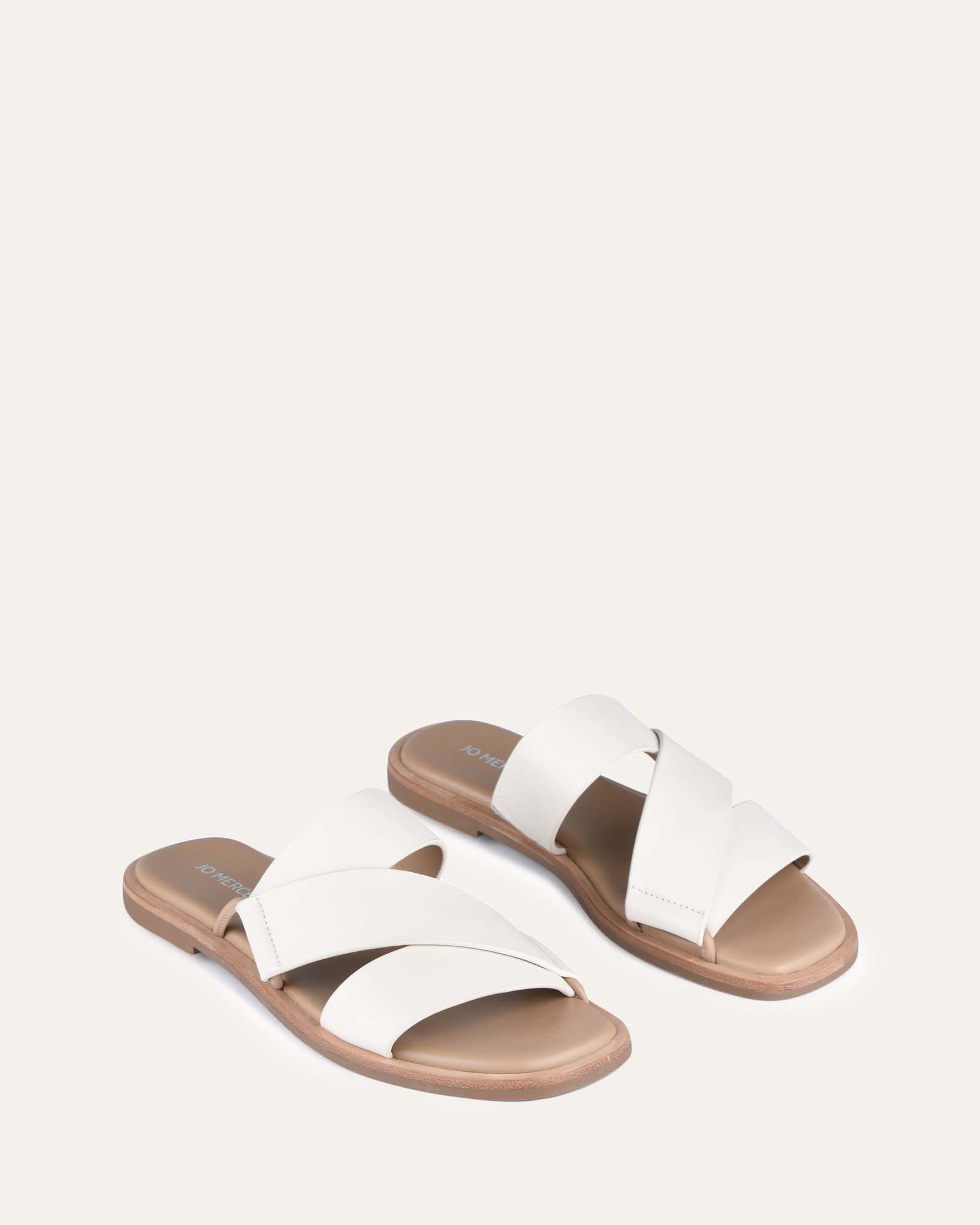 SHELBY FLAT SLIDES OFF WHITE LEATHER image