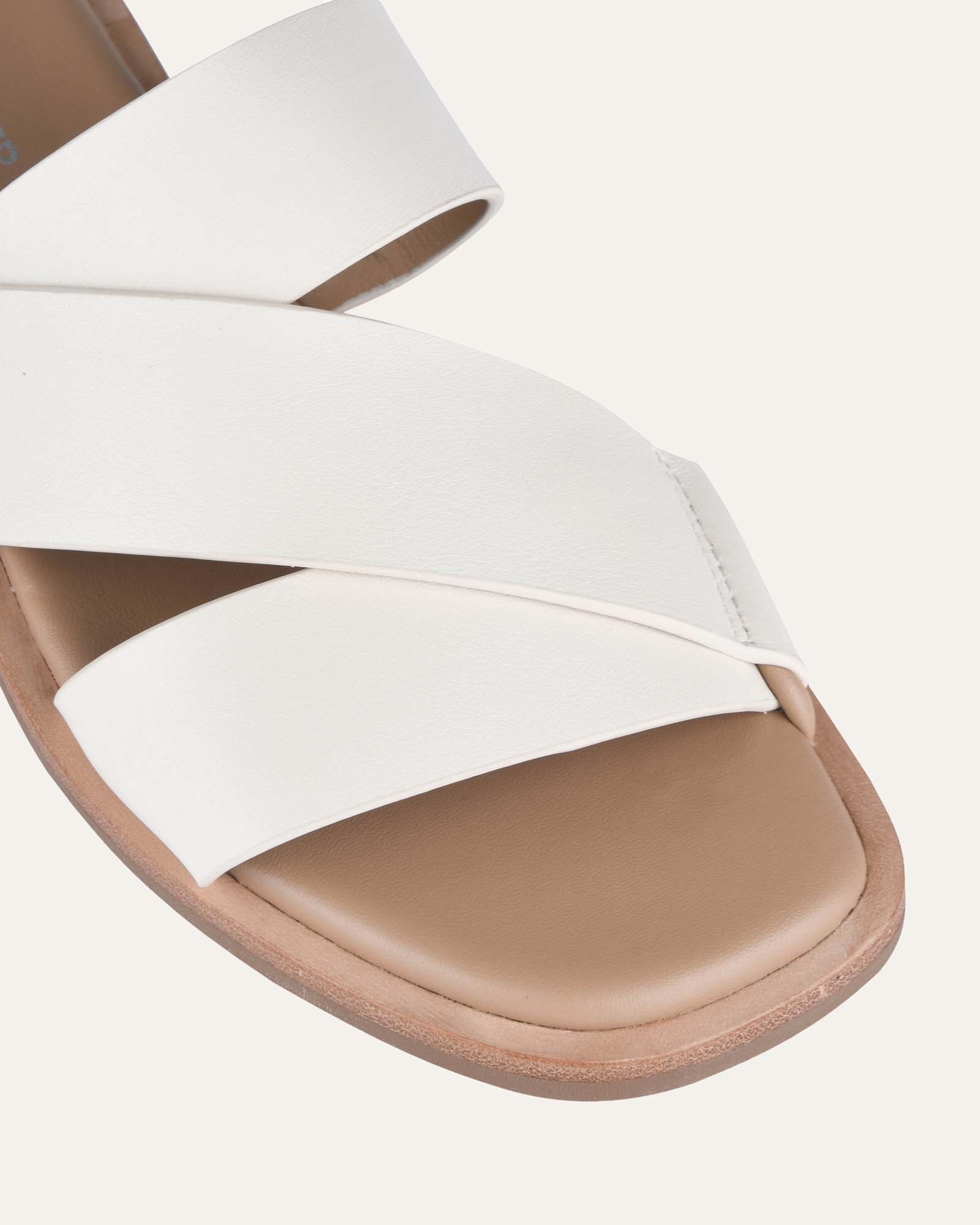 SHELBY FLAT SLIDES OFF WHITE LEATHER image