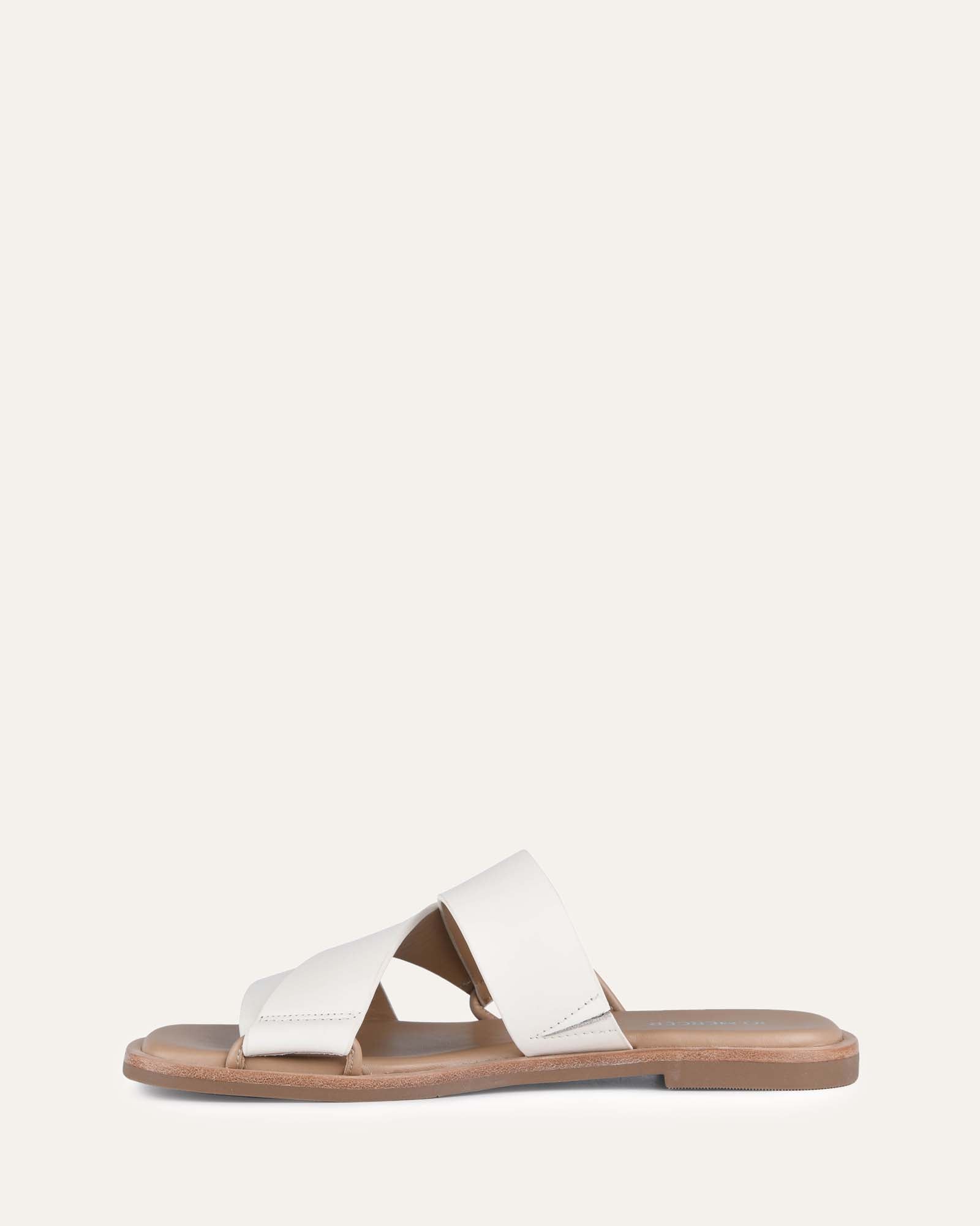 SHELBY FLAT SLIDES OFF WHITE LEATHER image