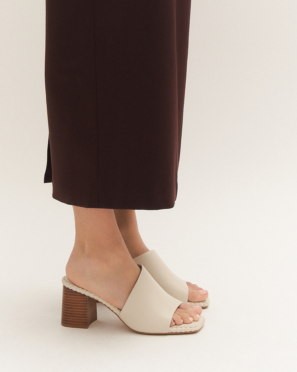 SIENNA MID HEEL SANDALS OFF WHITE LEATHER