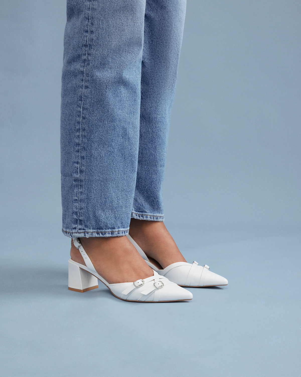 COBY LOW HEELS WHITE LEATHER
