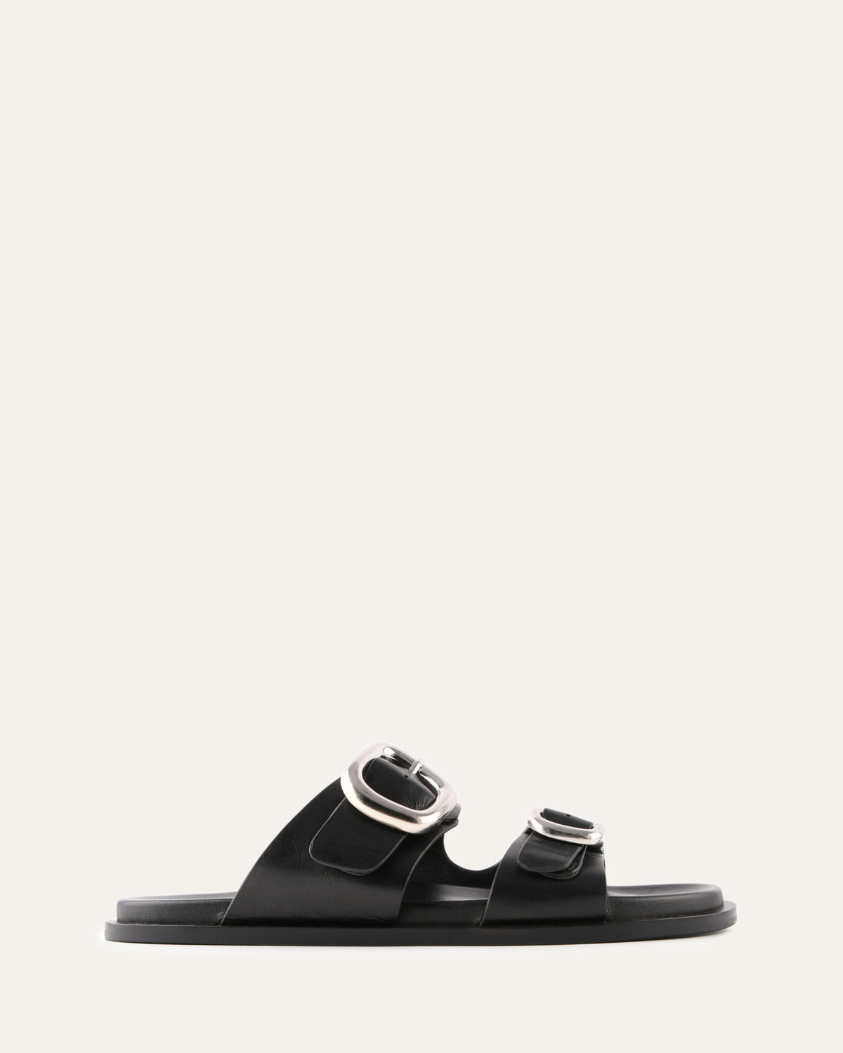 SOL FLAT SANDALS BLACK LEATHER