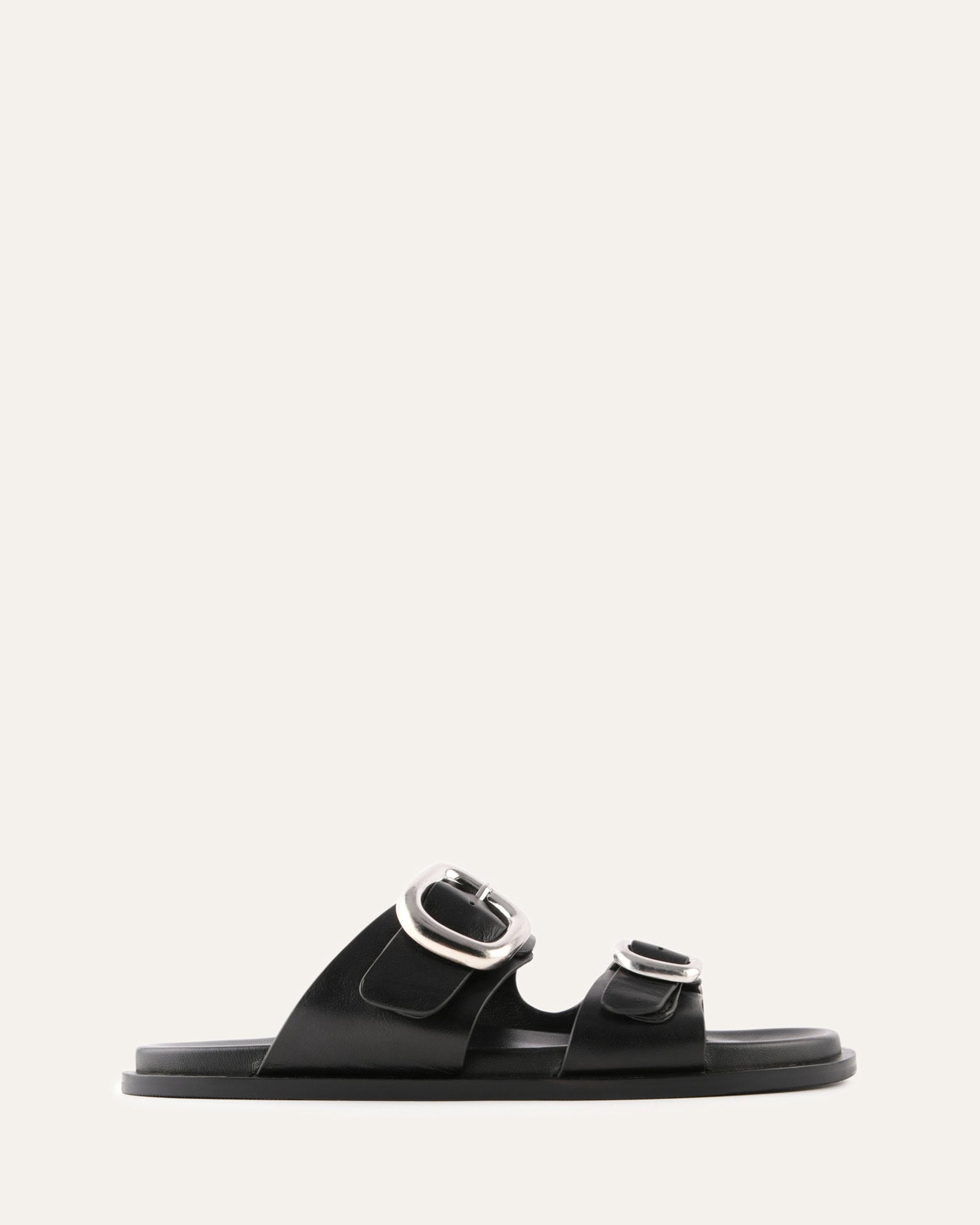 SOL FLAT SANDALS BLACK LEATHER image