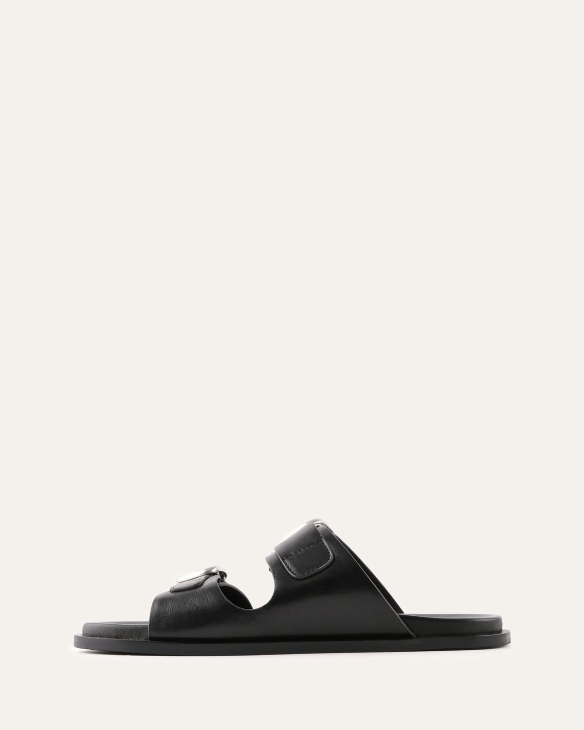 SOL FLAT SANDALS BLACK LEATHER