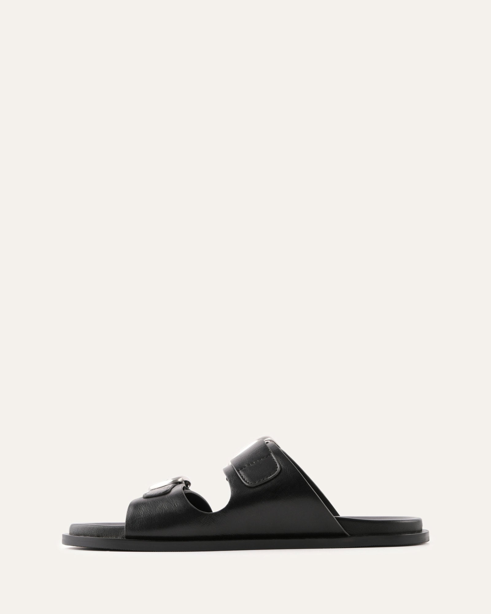 SOL FLAT SANDALS BLACK LEATHER image