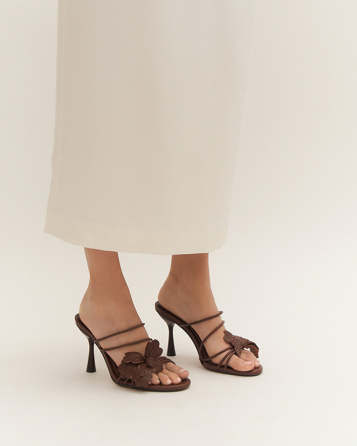 SOLAR HIGH HEEL SANDALS PECAN LEATHER
