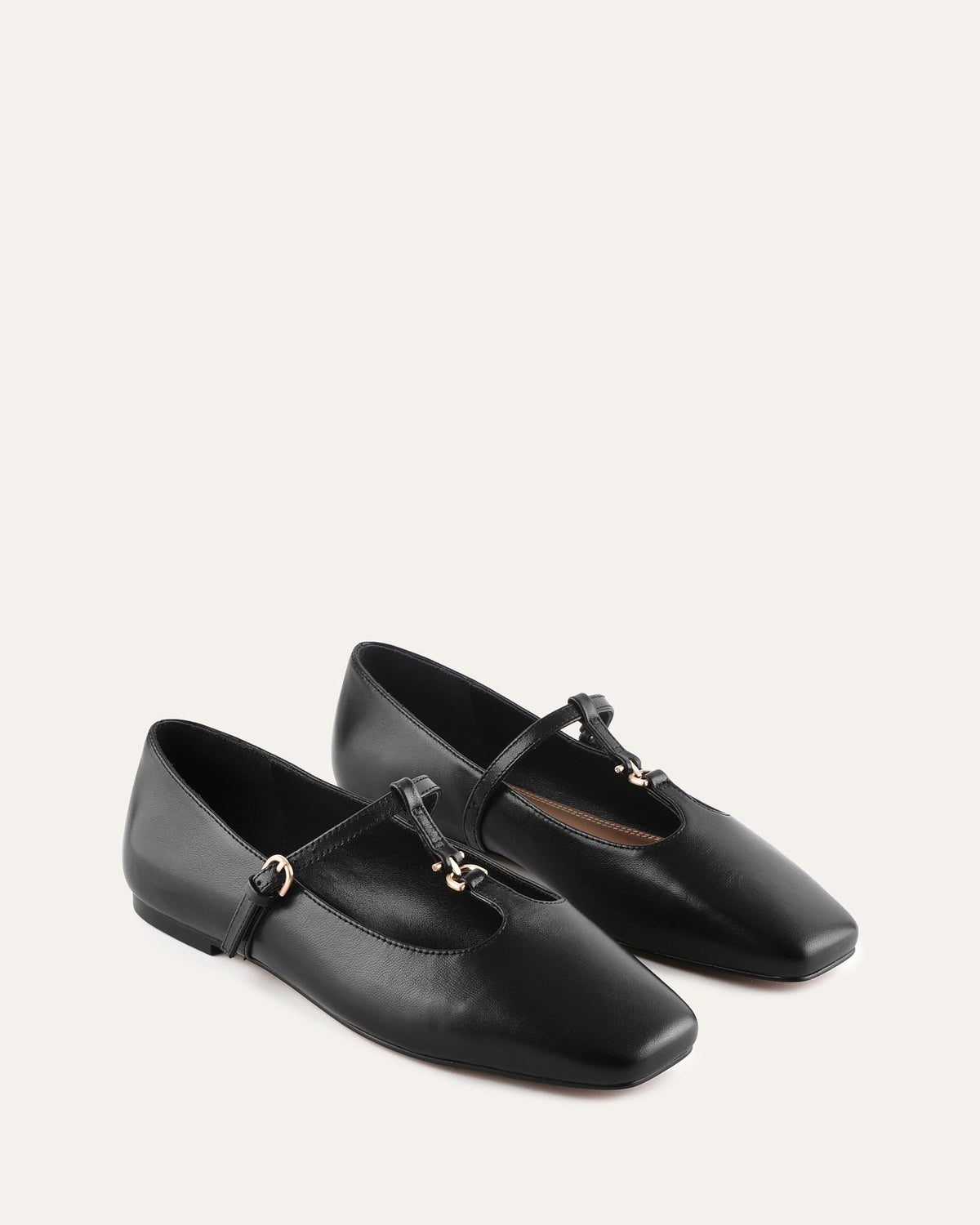 STATEN CASUAL FLATS BLACK LEATHER