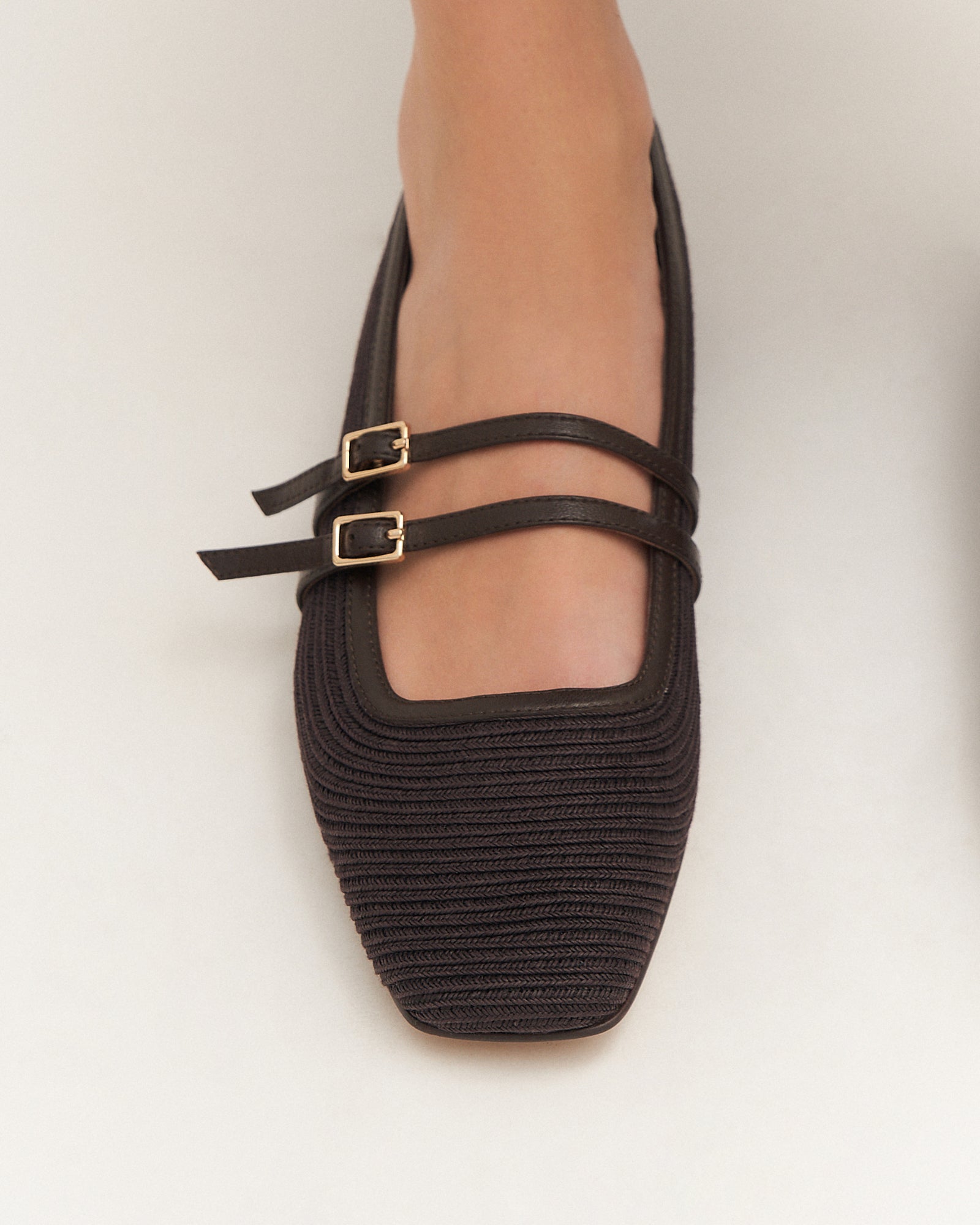 SULLIVAN BALLET FLATS BITTER CHOC RAFFIA image