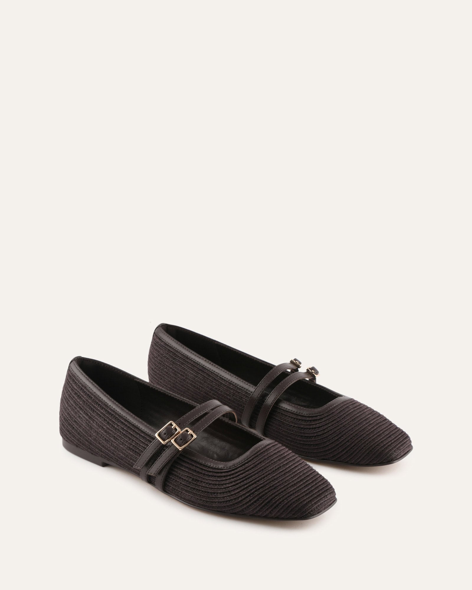 SULLIVAN BALLET FLATS BITTER CHOC RAFFIA image