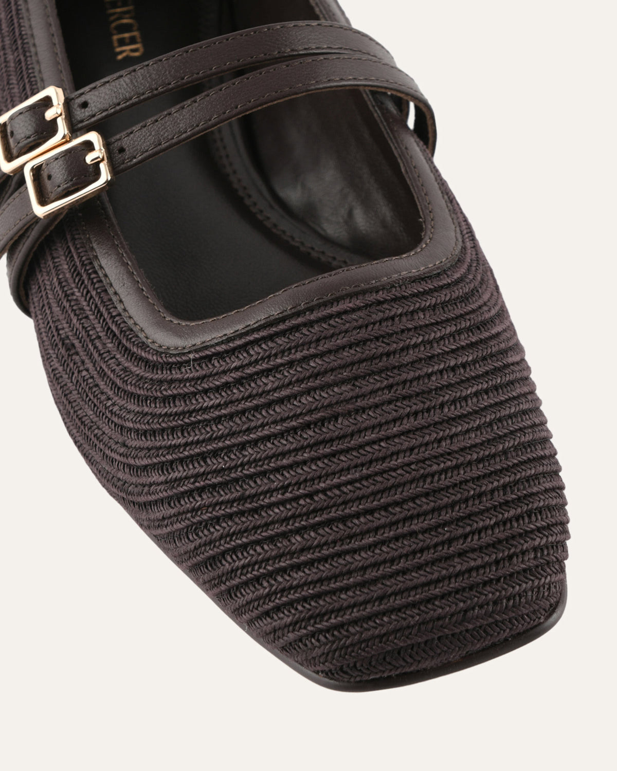 SULLIVAN BALLET FLATS BITTER CHOC RAFFIA