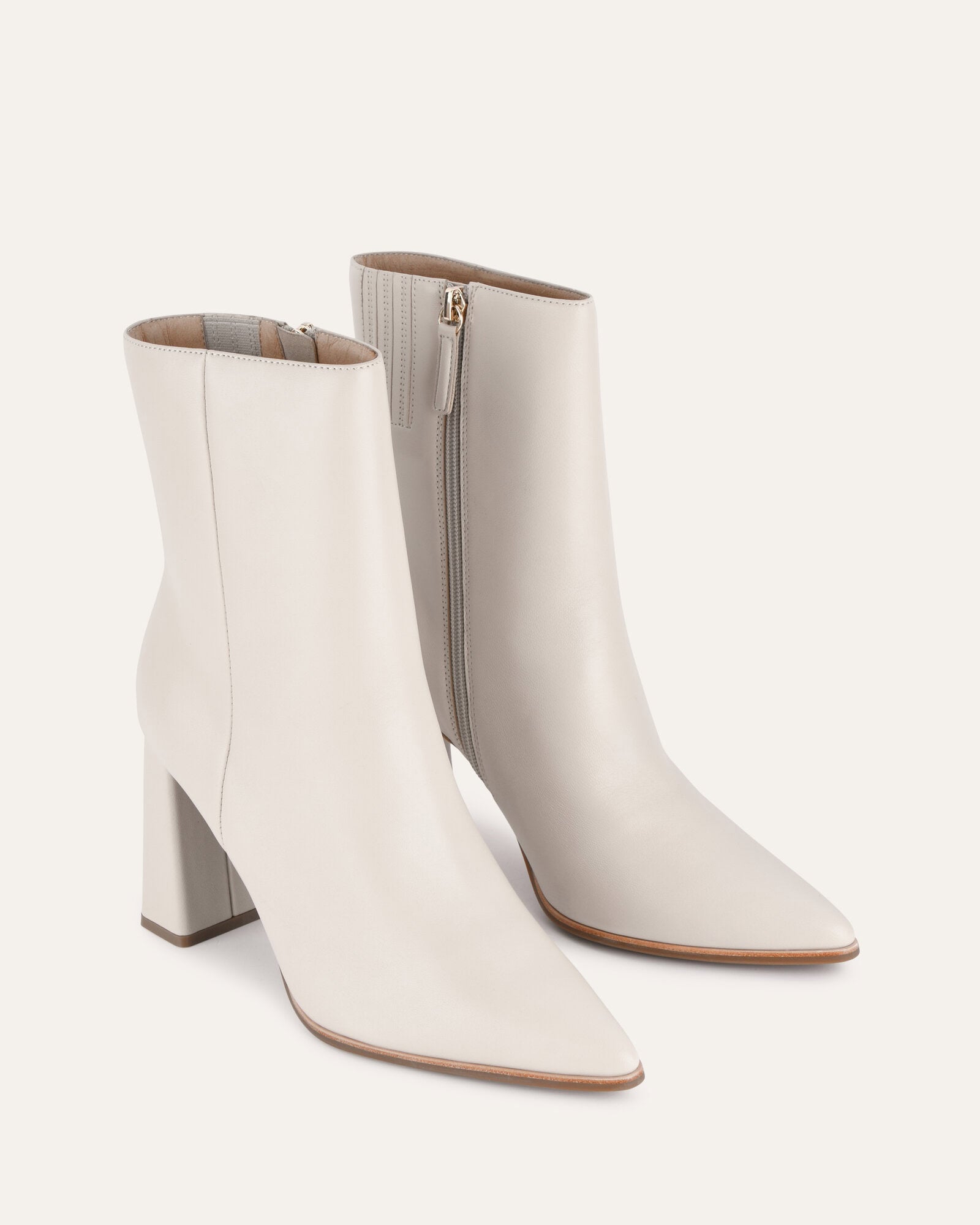 TATIANA HIGH ANKLE BOOTS OFF WHITE LEATHER image