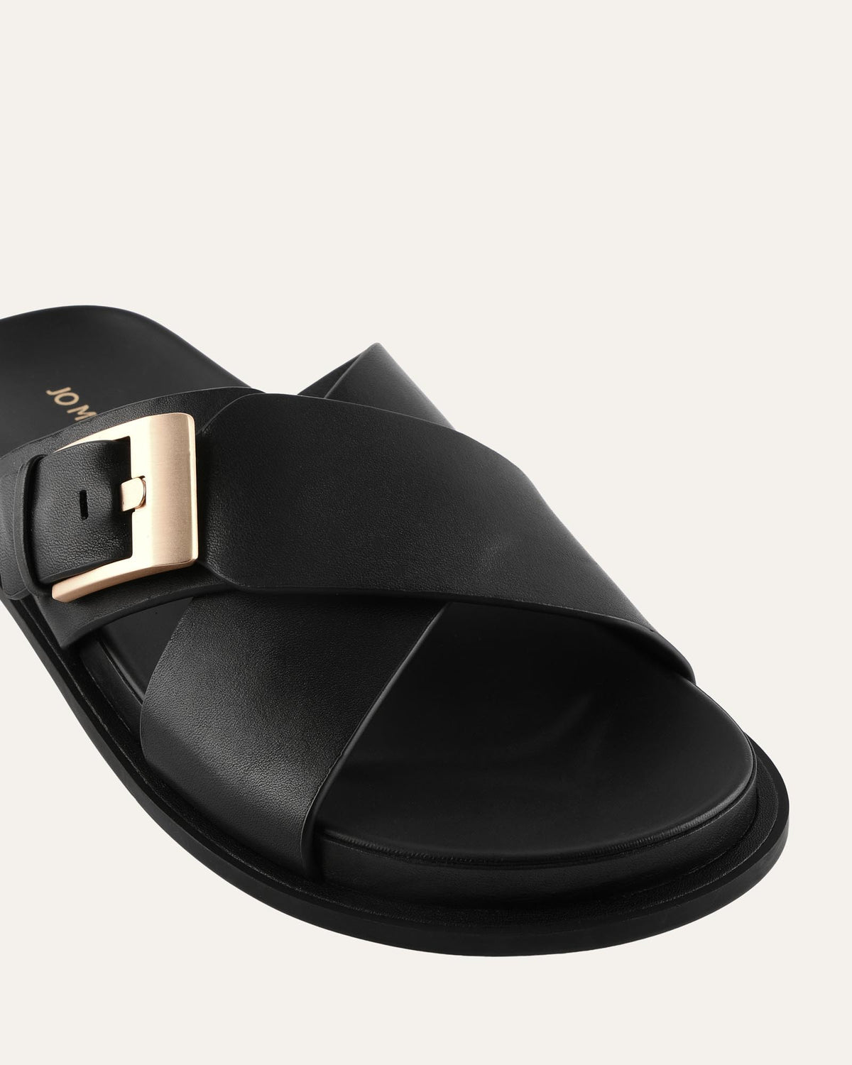 TEDDY FLAT SANDALS BLACK LEATHER