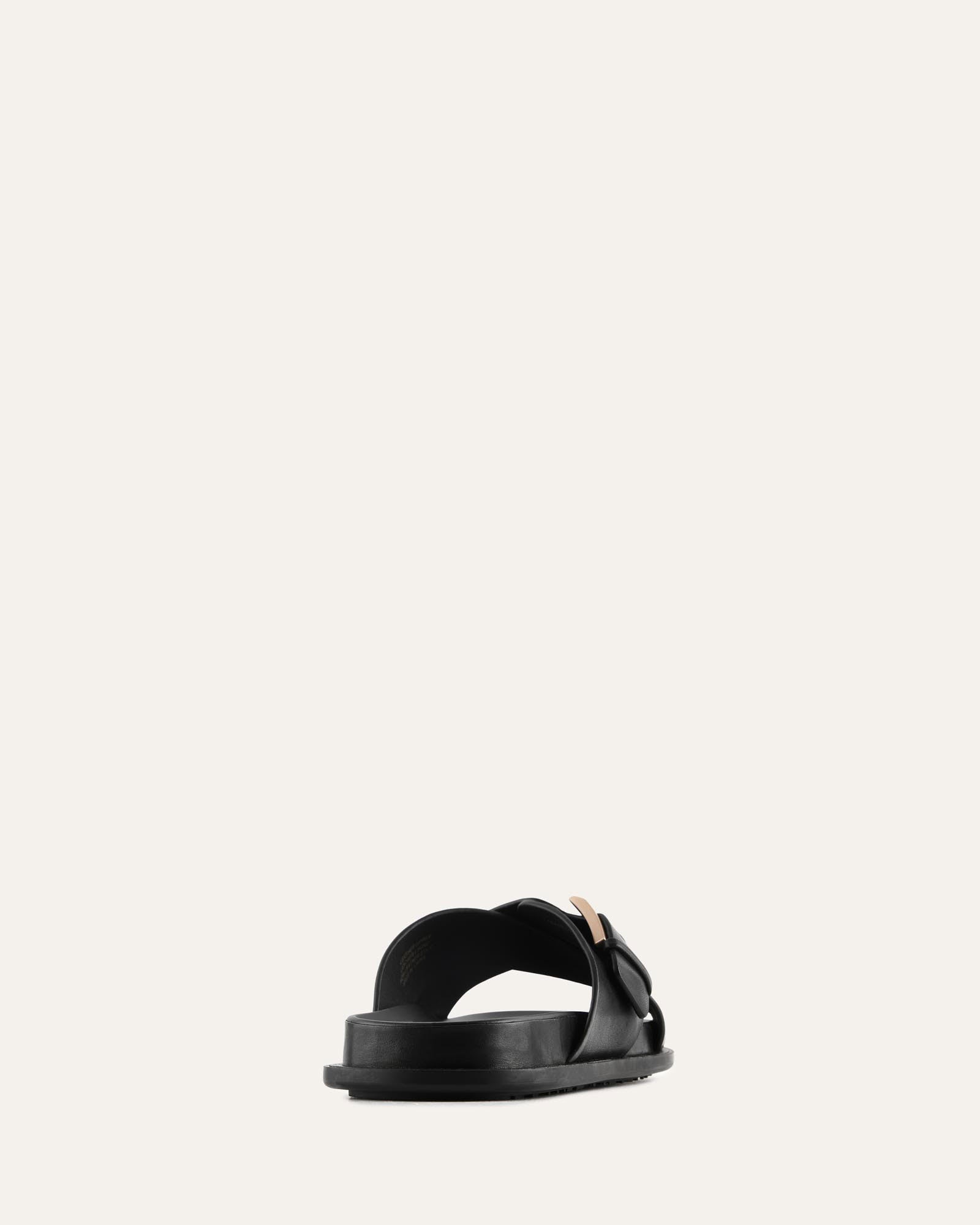 TEDDY FLAT SANDALS BLACK LEATHER image