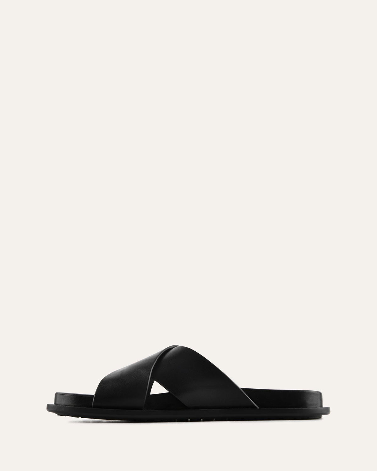 TEDDY FLAT SANDALS BLACK LEATHER