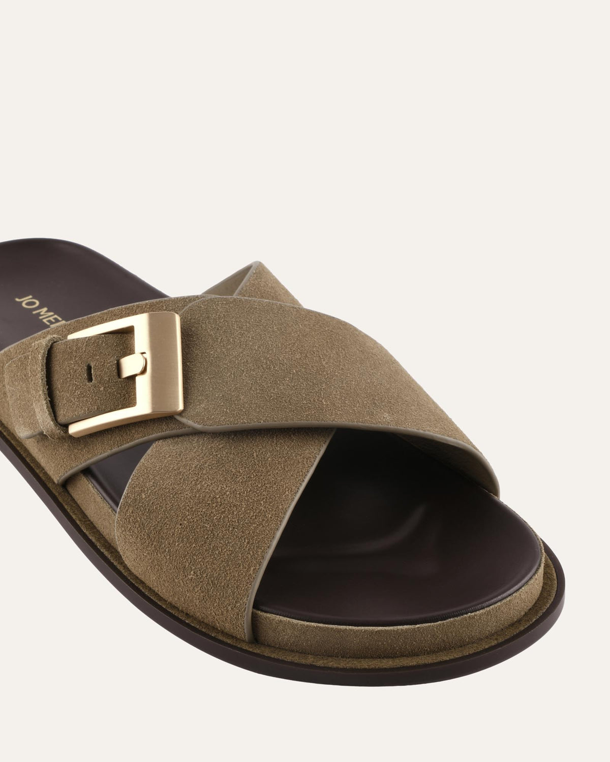 TEDDY FLAT SANDALS OLIVE SUEDE