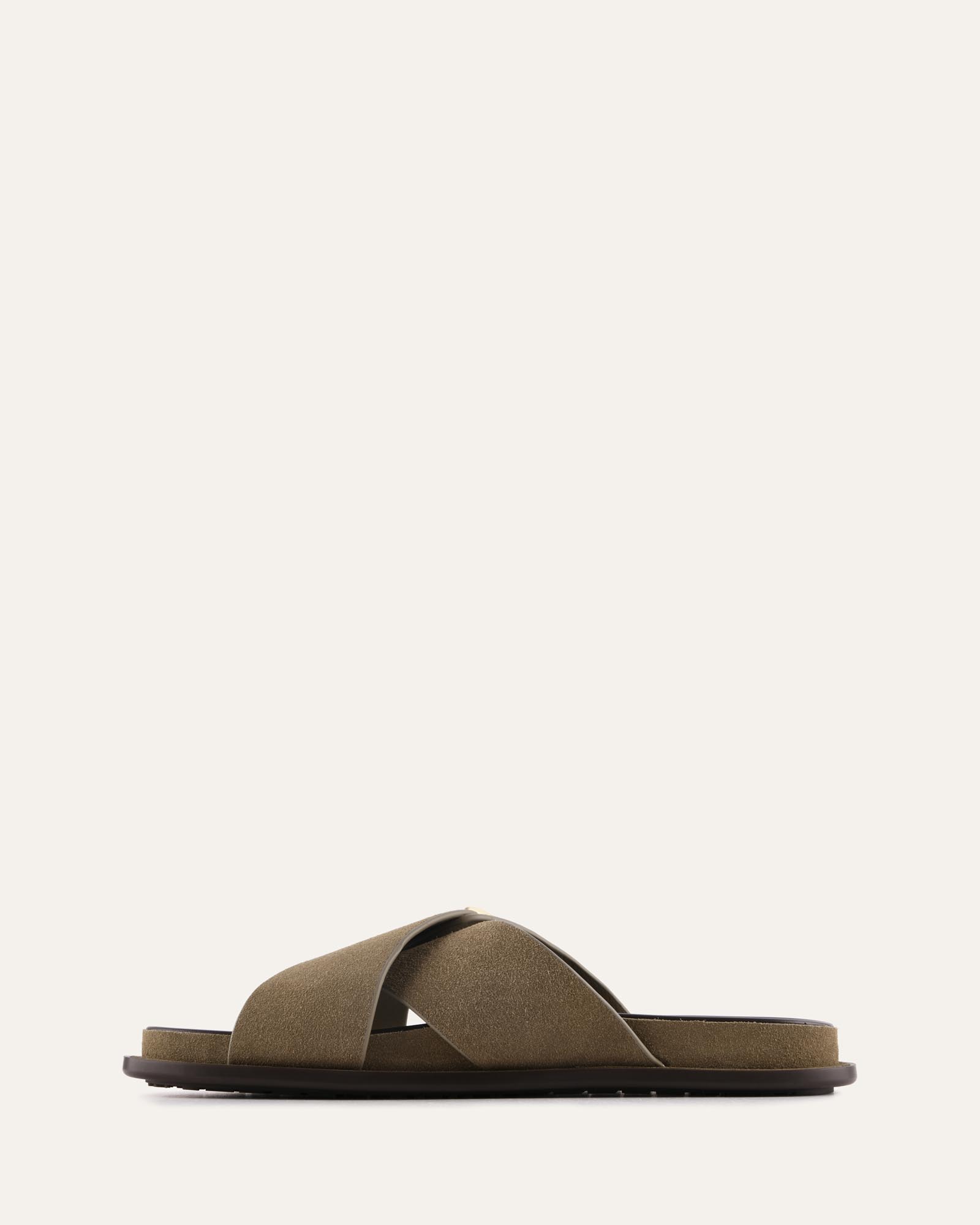 TEDDY FLAT SANDALS OLIVE SUEDE image