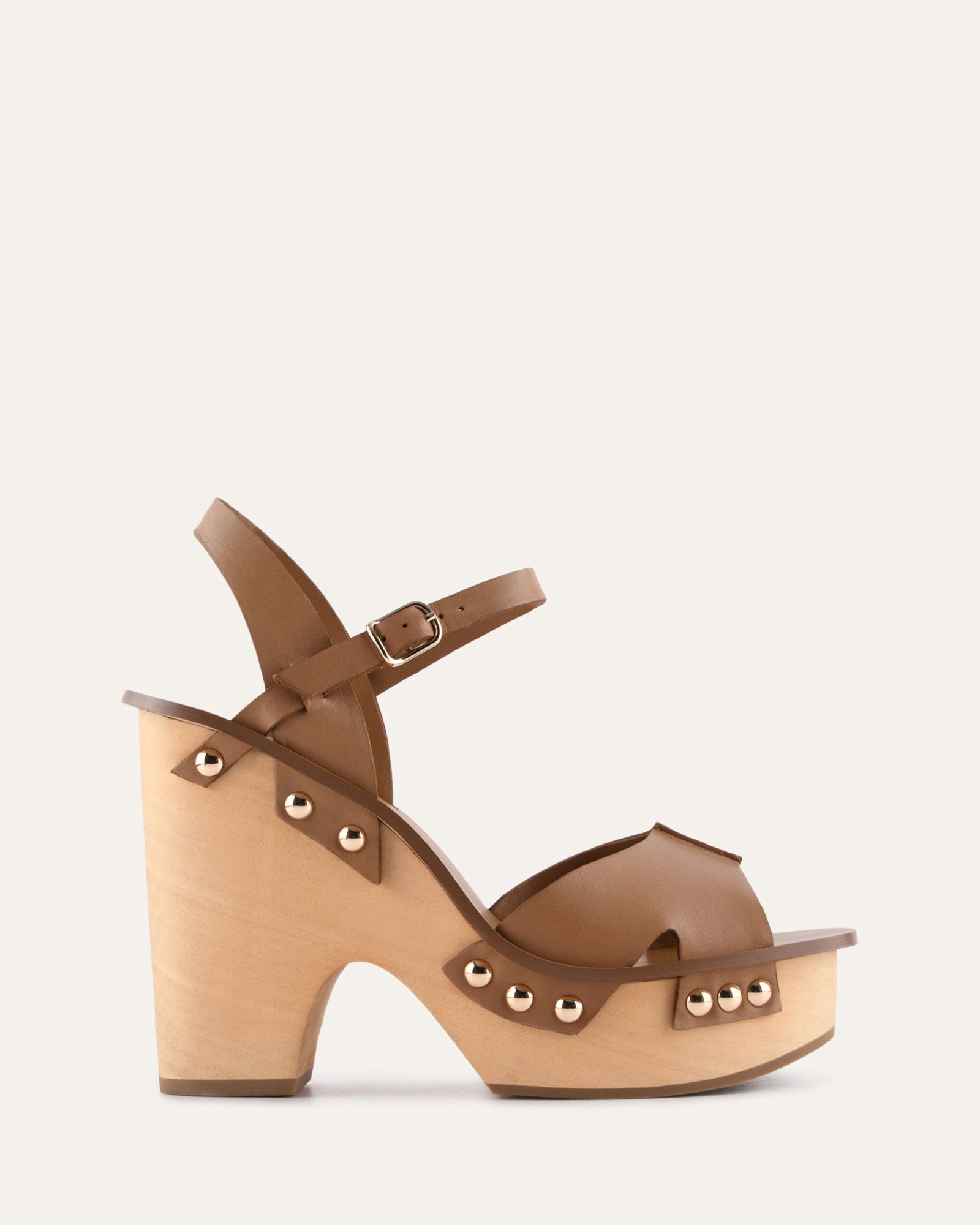 TIDE HIGH WEDGE SANDALS TAN LEATHER image