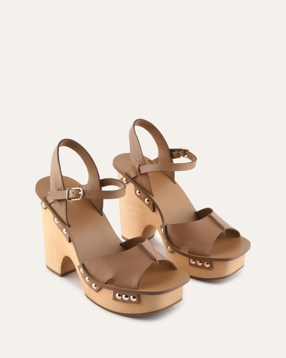 TIDE HIGH WEDGE SANDALS TAN LEATHER
