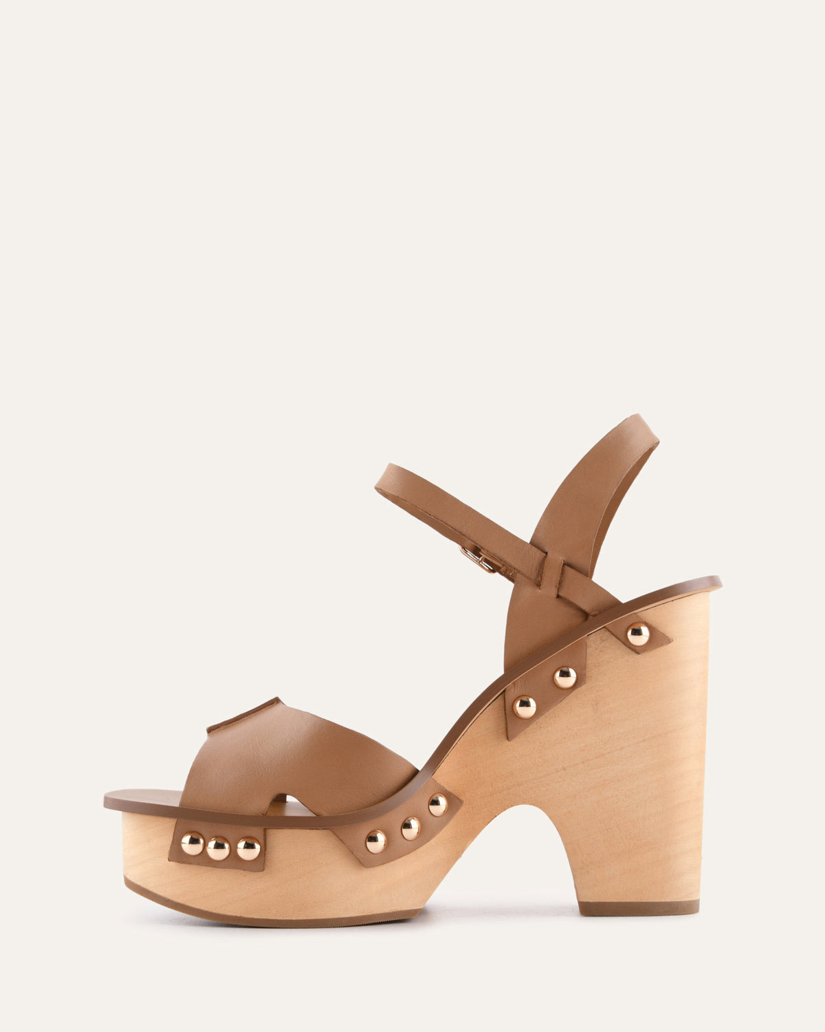 TIDE HIGH WEDGE SANDALS TAN LEATHER
