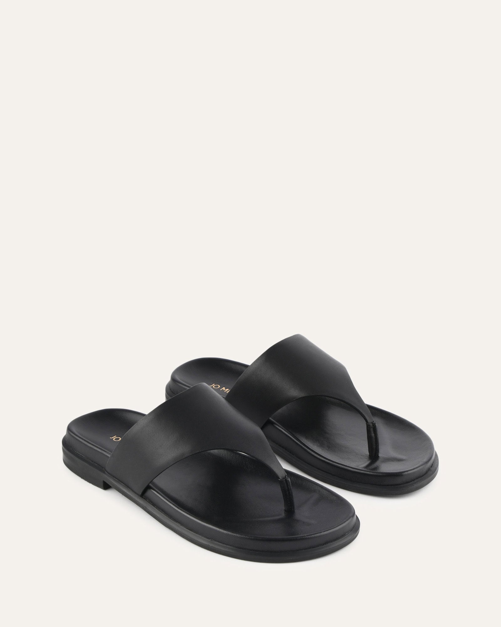 TOBY FLAT SANDALS BLACK LEATHER image
