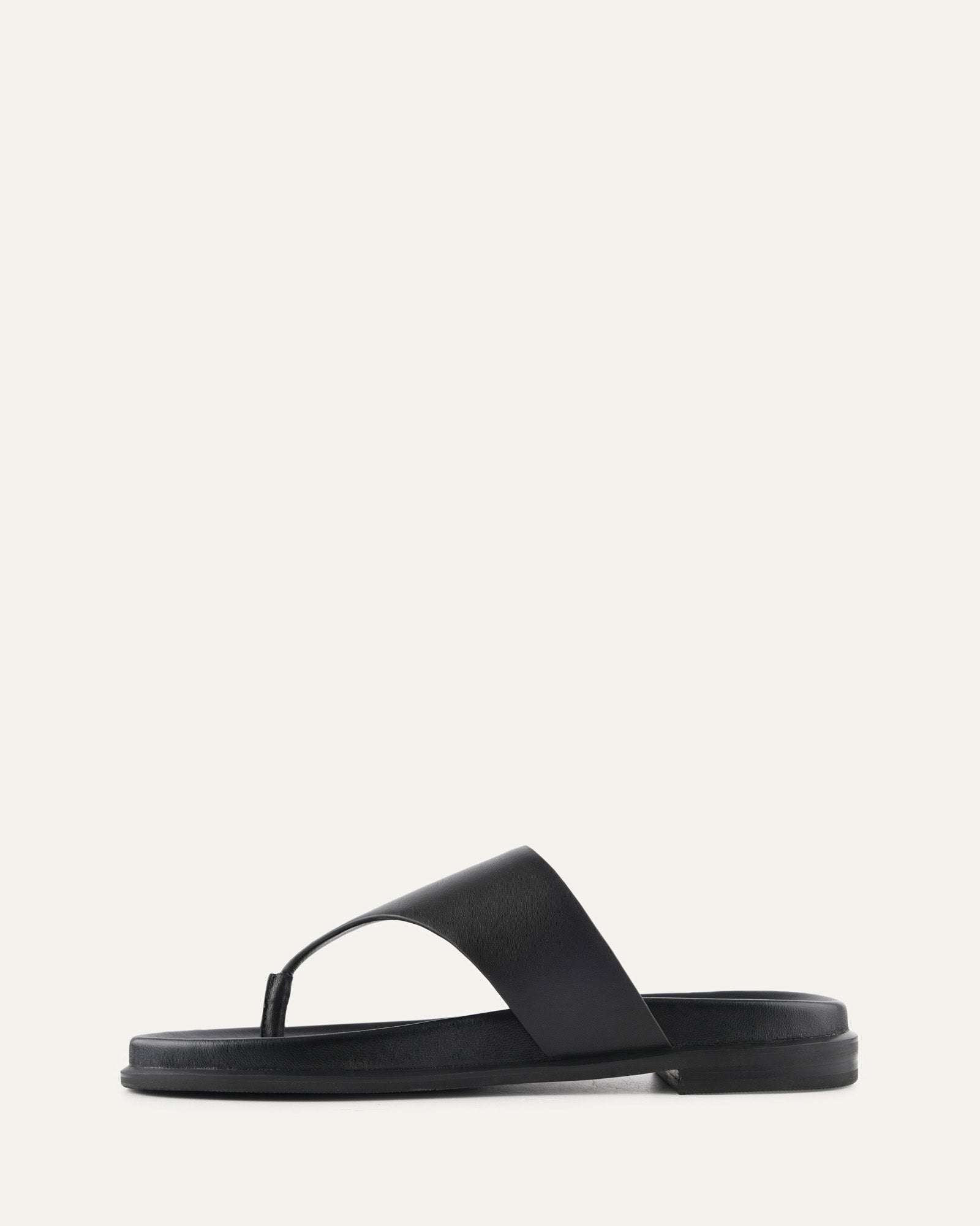 TOBY FLAT SANDALS BLACK LEATHER image