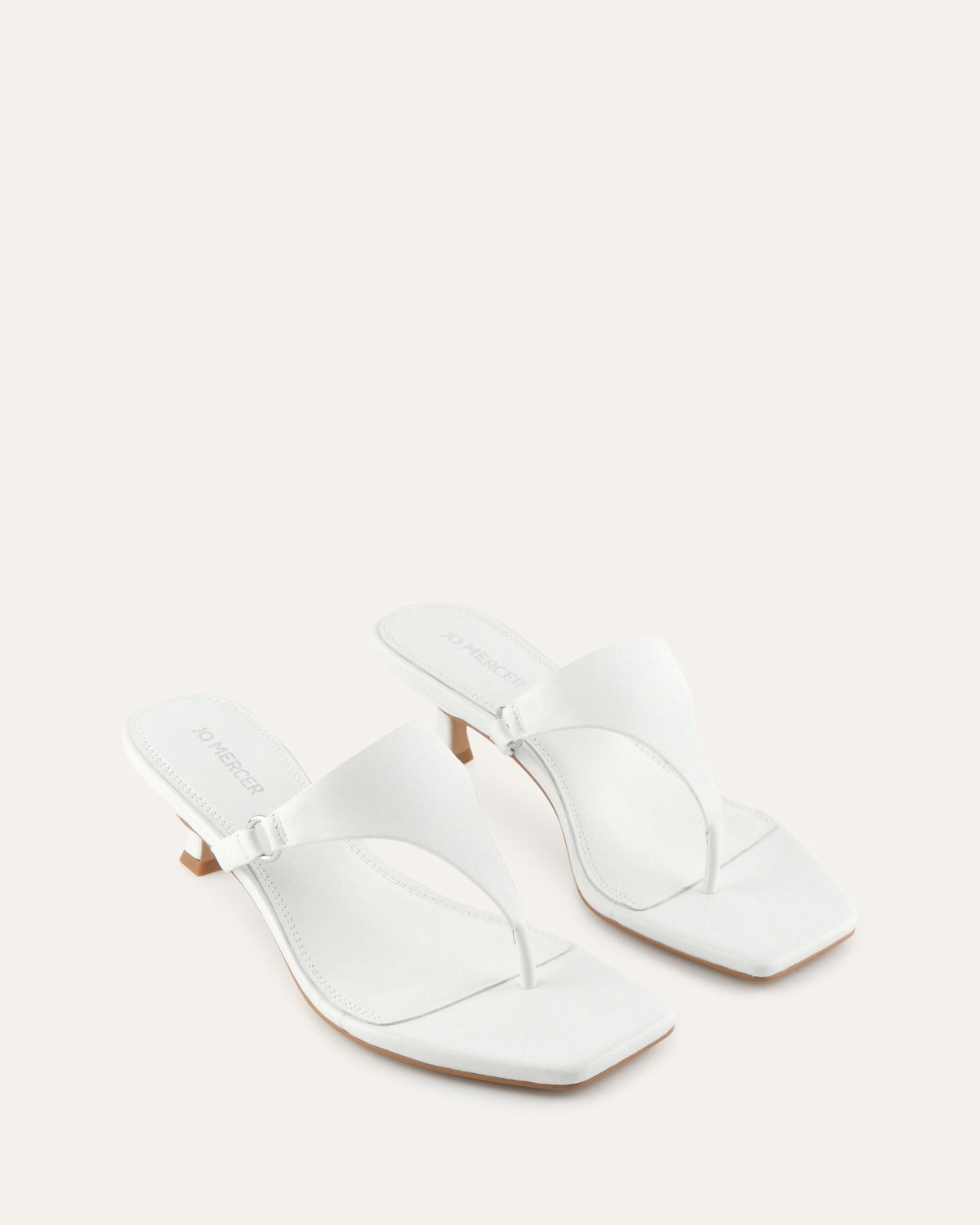 TOKEN LOW HEEL SANDALS WHITE LEATHER
