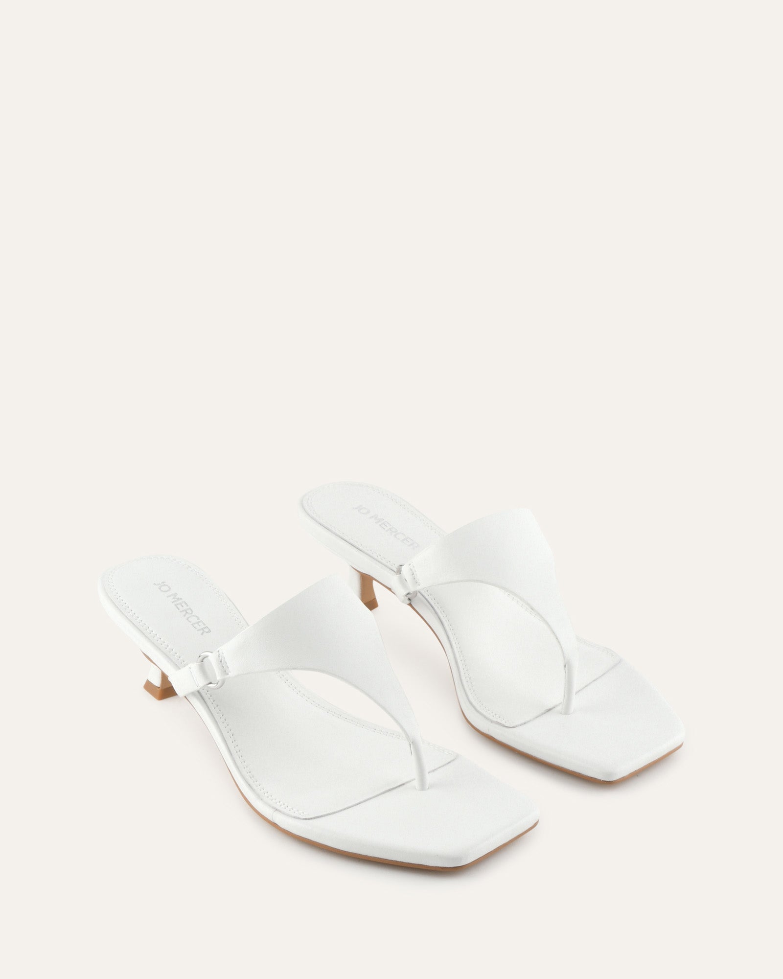 TOKEN LOW HEEL SANDALS WHITE LEATHER image