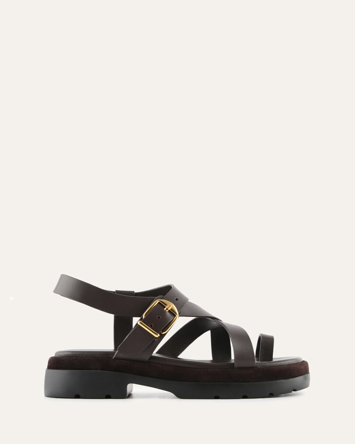 TOMMY FLAT SANDALS BITTER CHOC LEATHER
