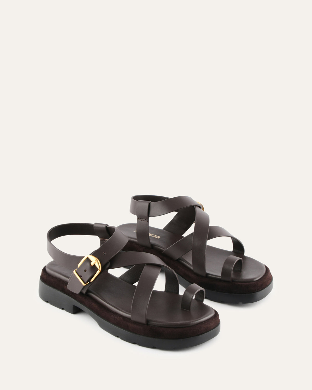 TOMMY FLAT SANDALS BITTER CHOC LEATHER