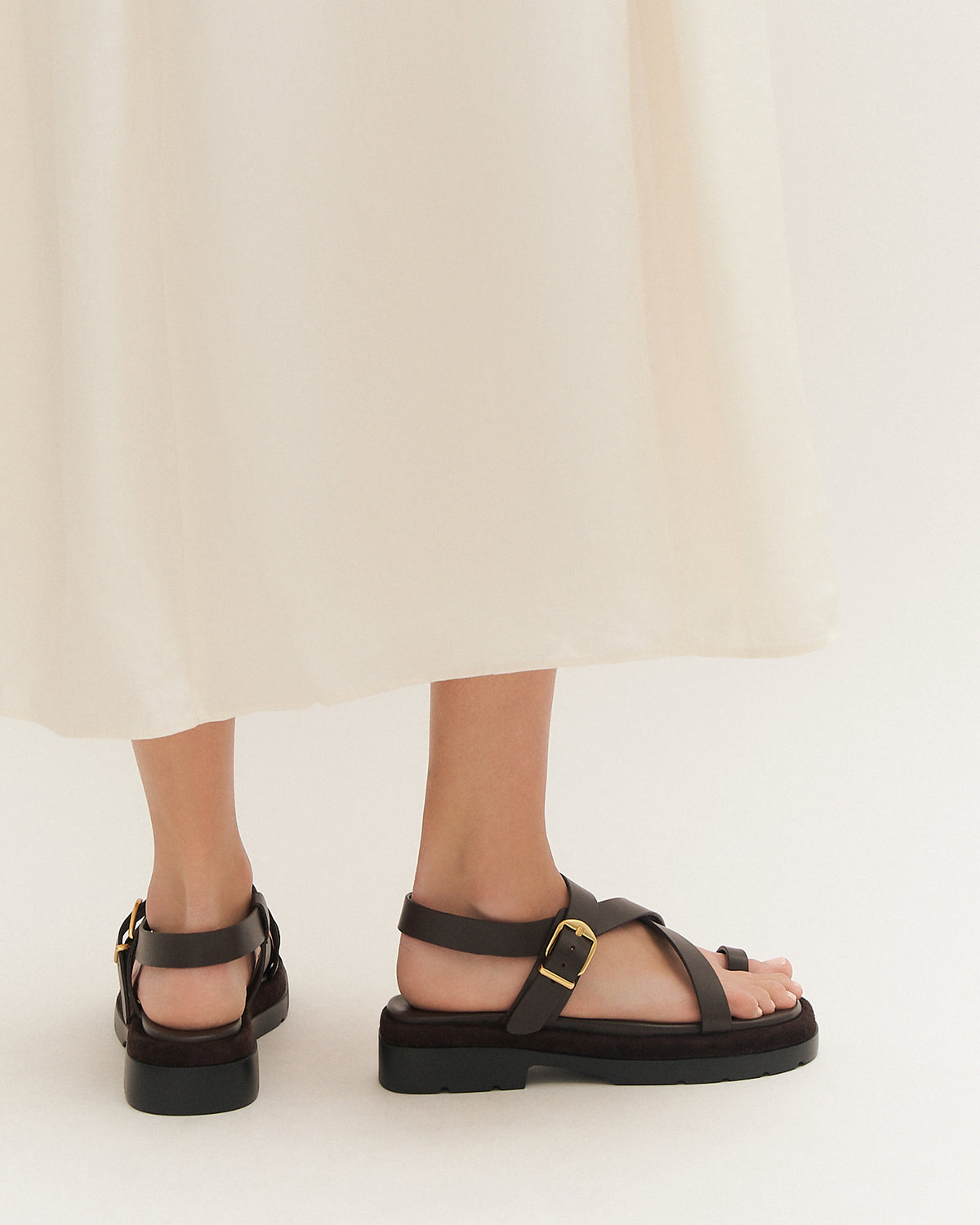 TOMMY FLAT SANDALS BITTER CHOC LEATHER