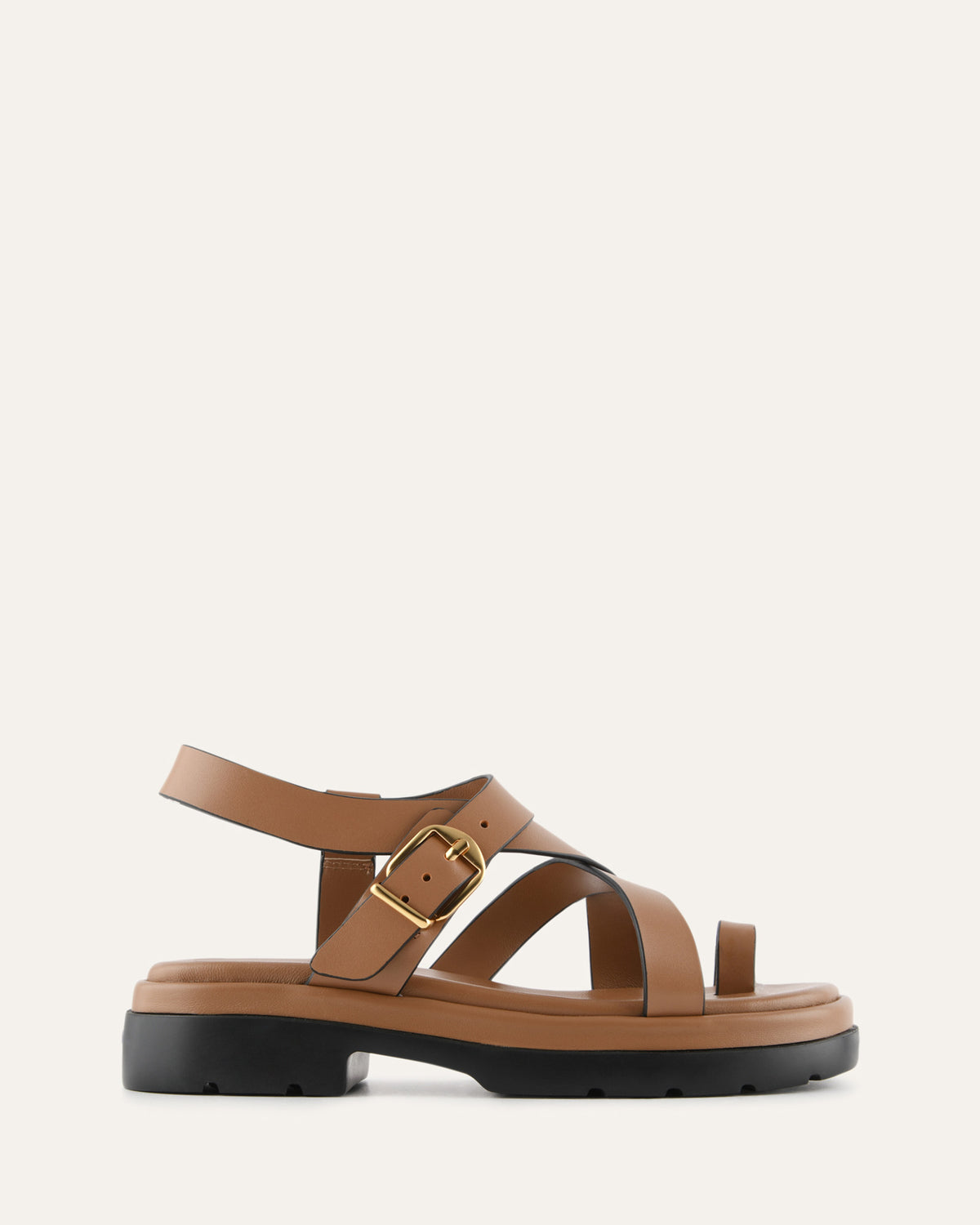 TOMMY FLAT SANDALS TUSCAN TAN LEATHER