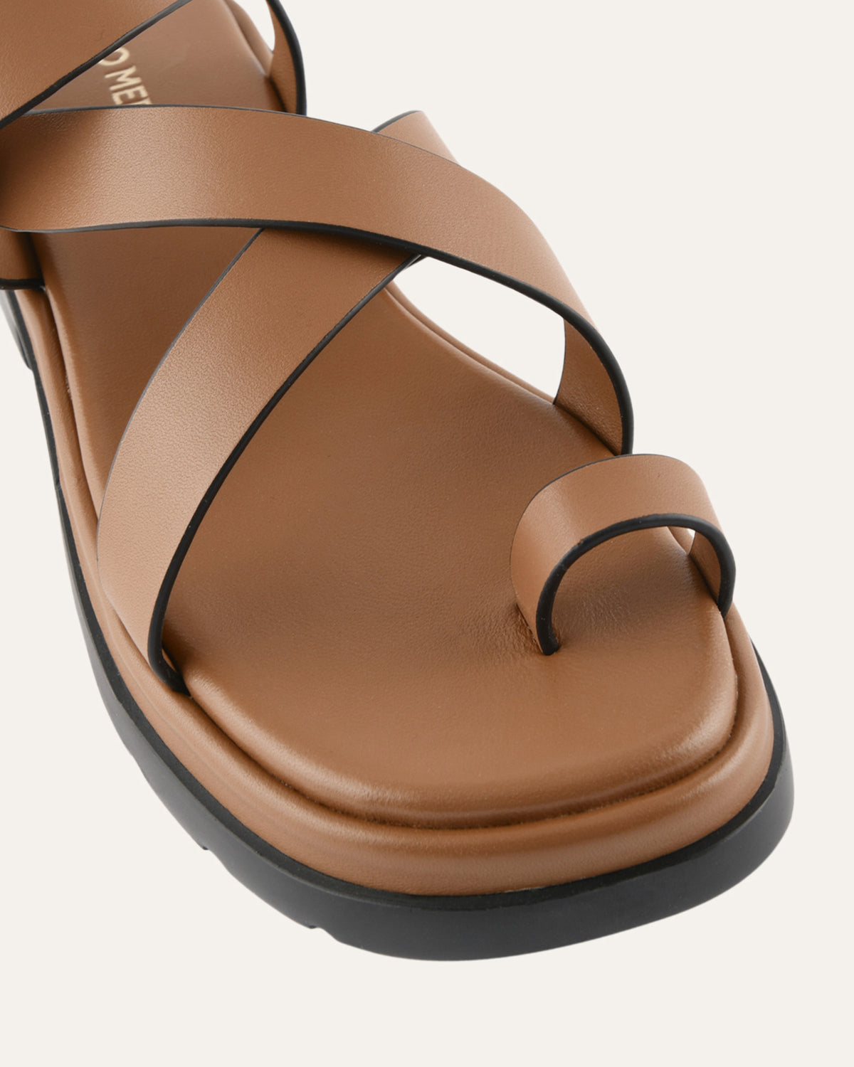 TOMMY FLAT SANDALS TUSCAN TAN LEATHER