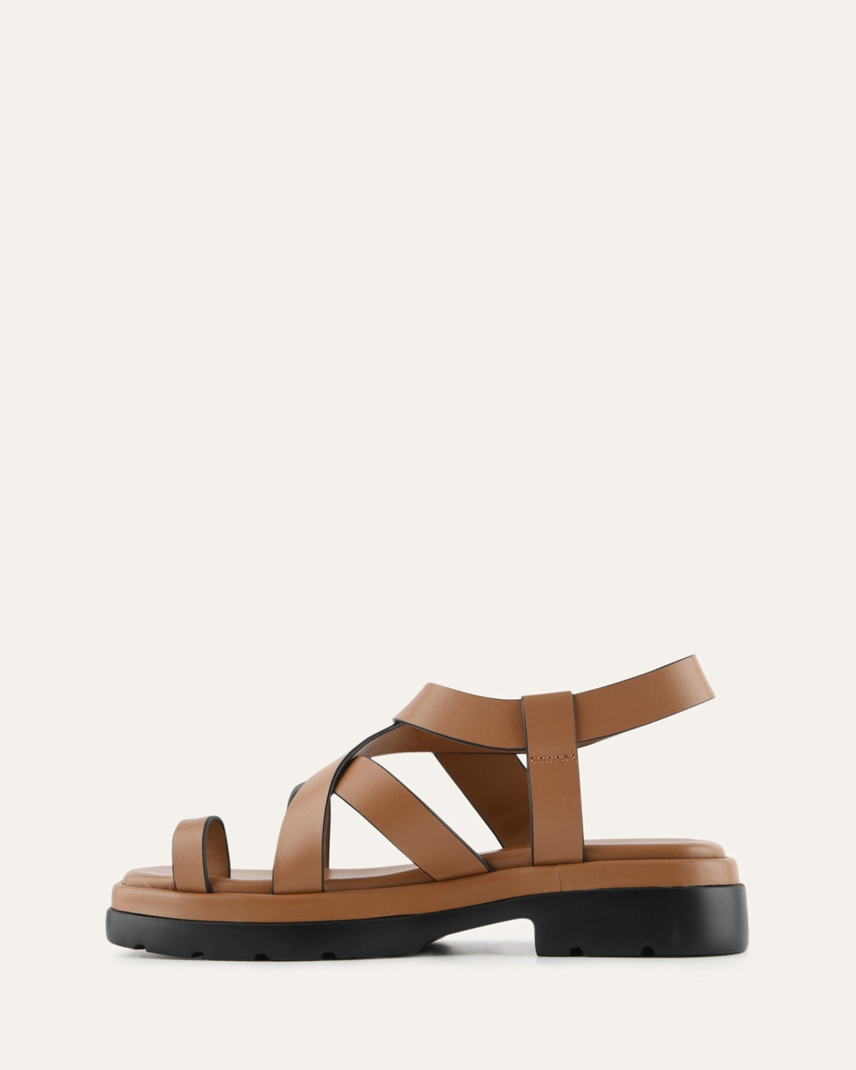 TOMMY FLAT SANDALS TUSCAN TAN LEATHER