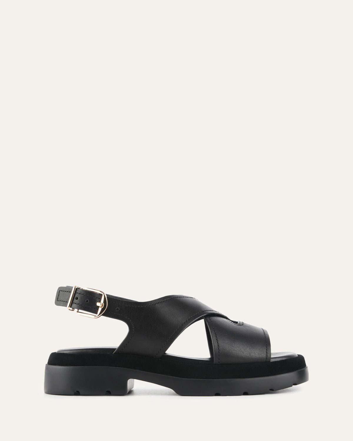 TOORAK FLAT SANDALS BLACK LEATHER