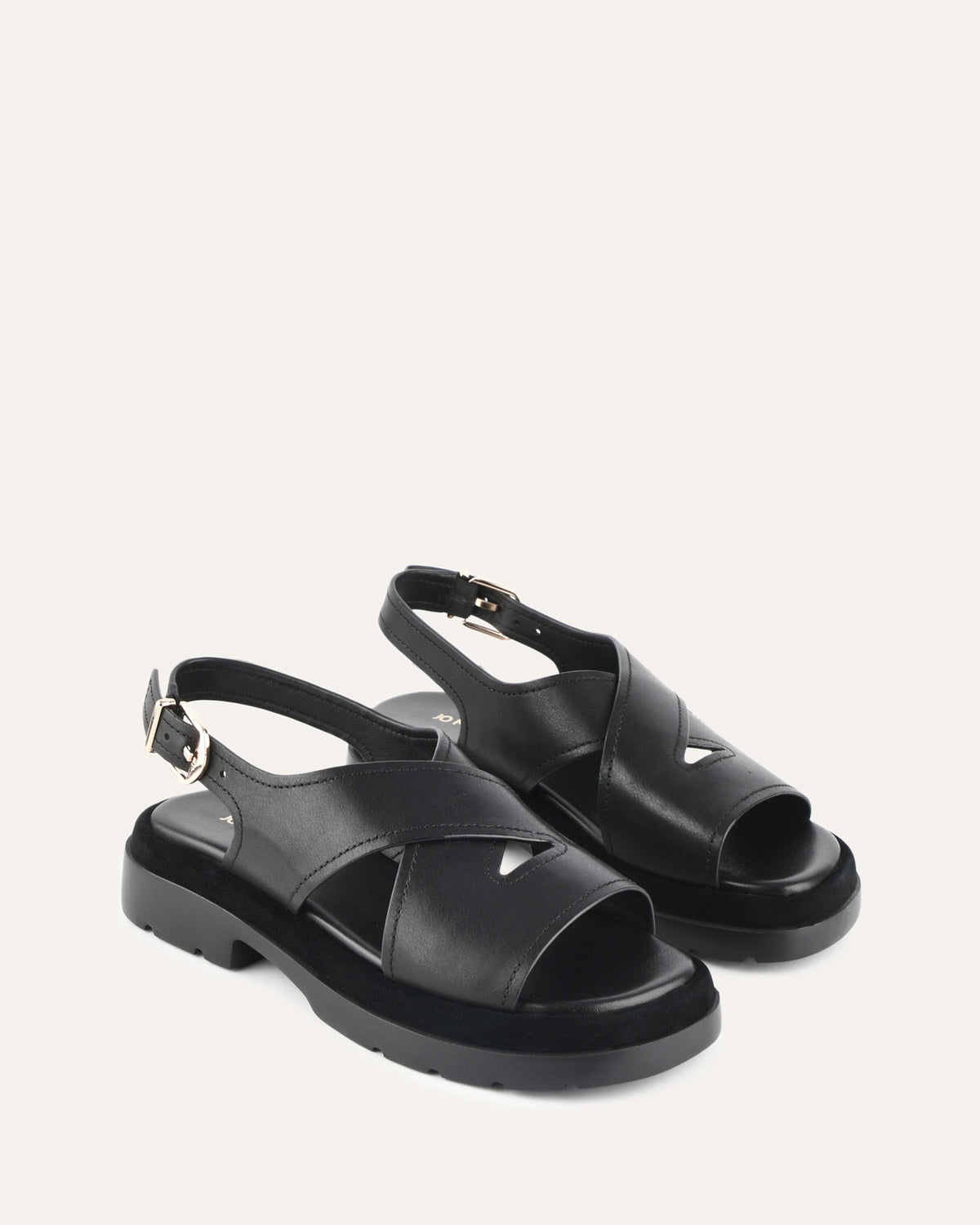 TOORAK FLAT SANDALS BLACK LEATHER