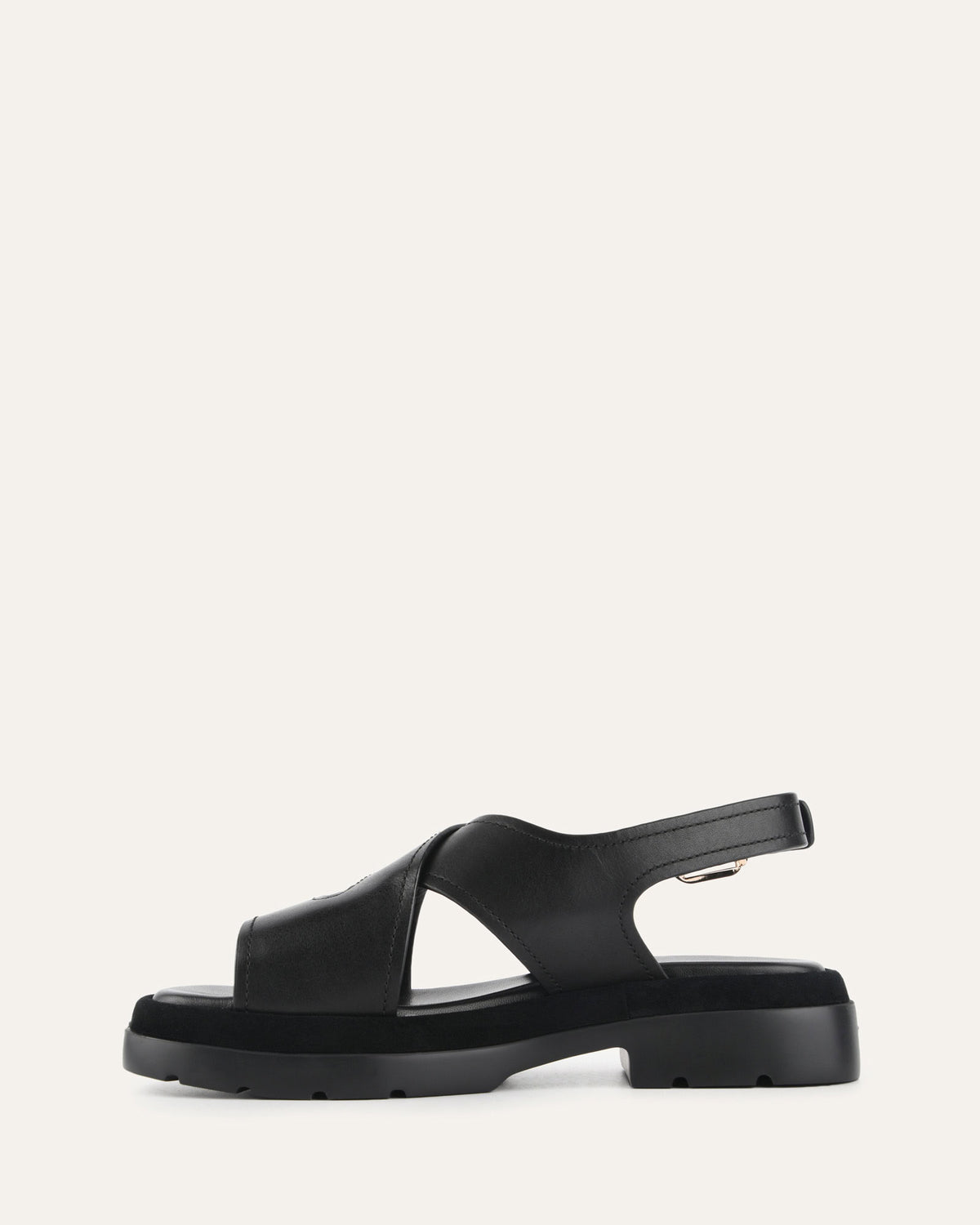 TOORAK FLAT SANDALS BLACK LEATHER