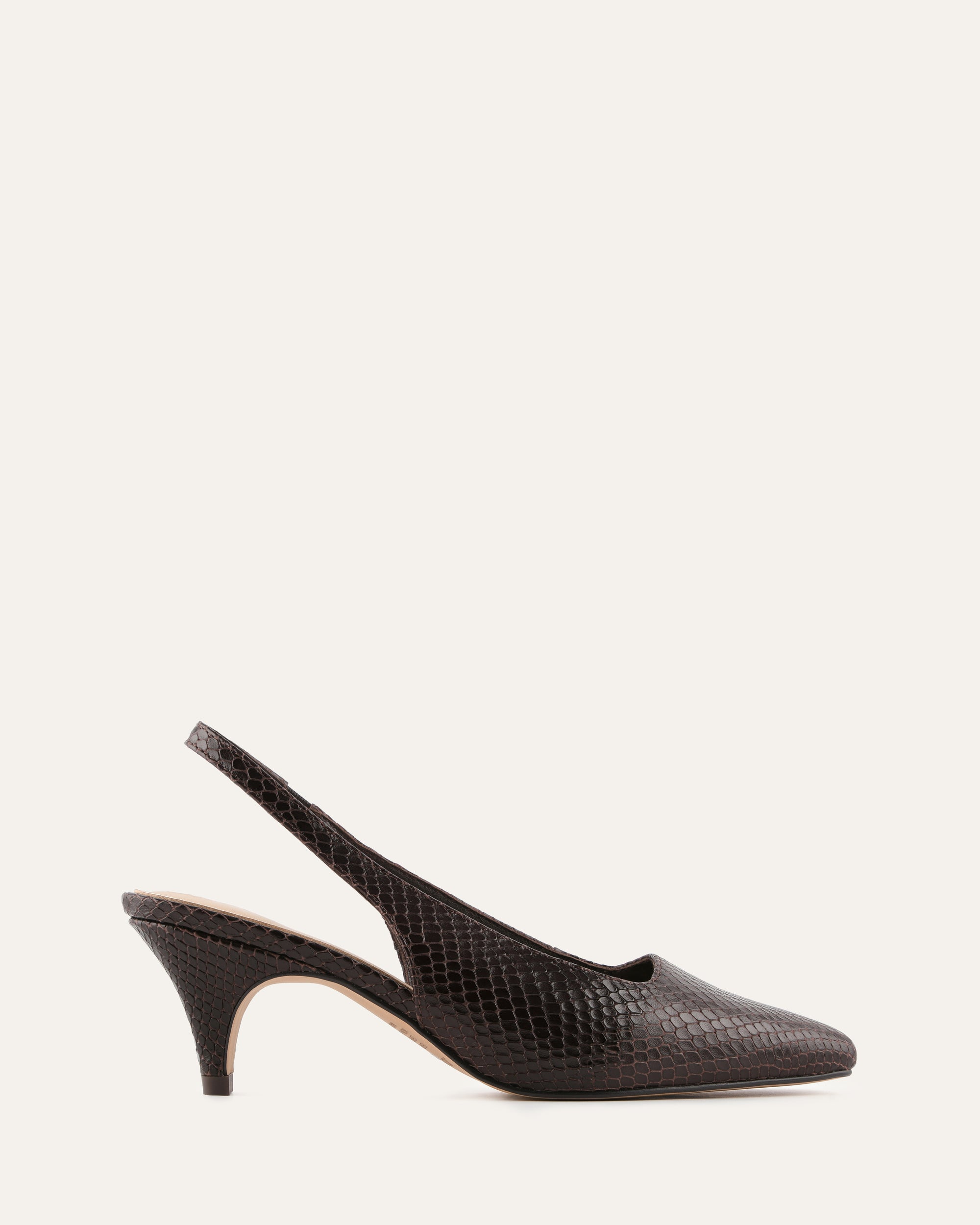 TREY LOW HEELS CHOCOLATE SNAKE PRINT LEATHER image