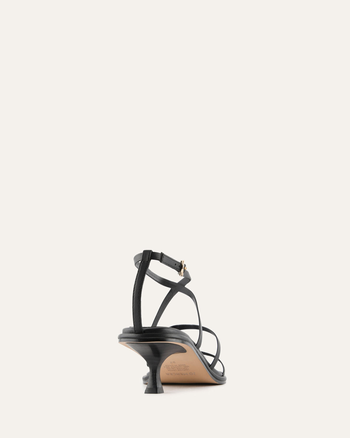 TUCKER MID HEEL SANDALS BLACK LEATHER