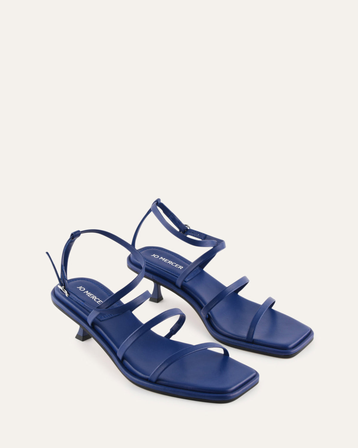 TUCKER MID HEEL SANDALS COBALT LEATHER