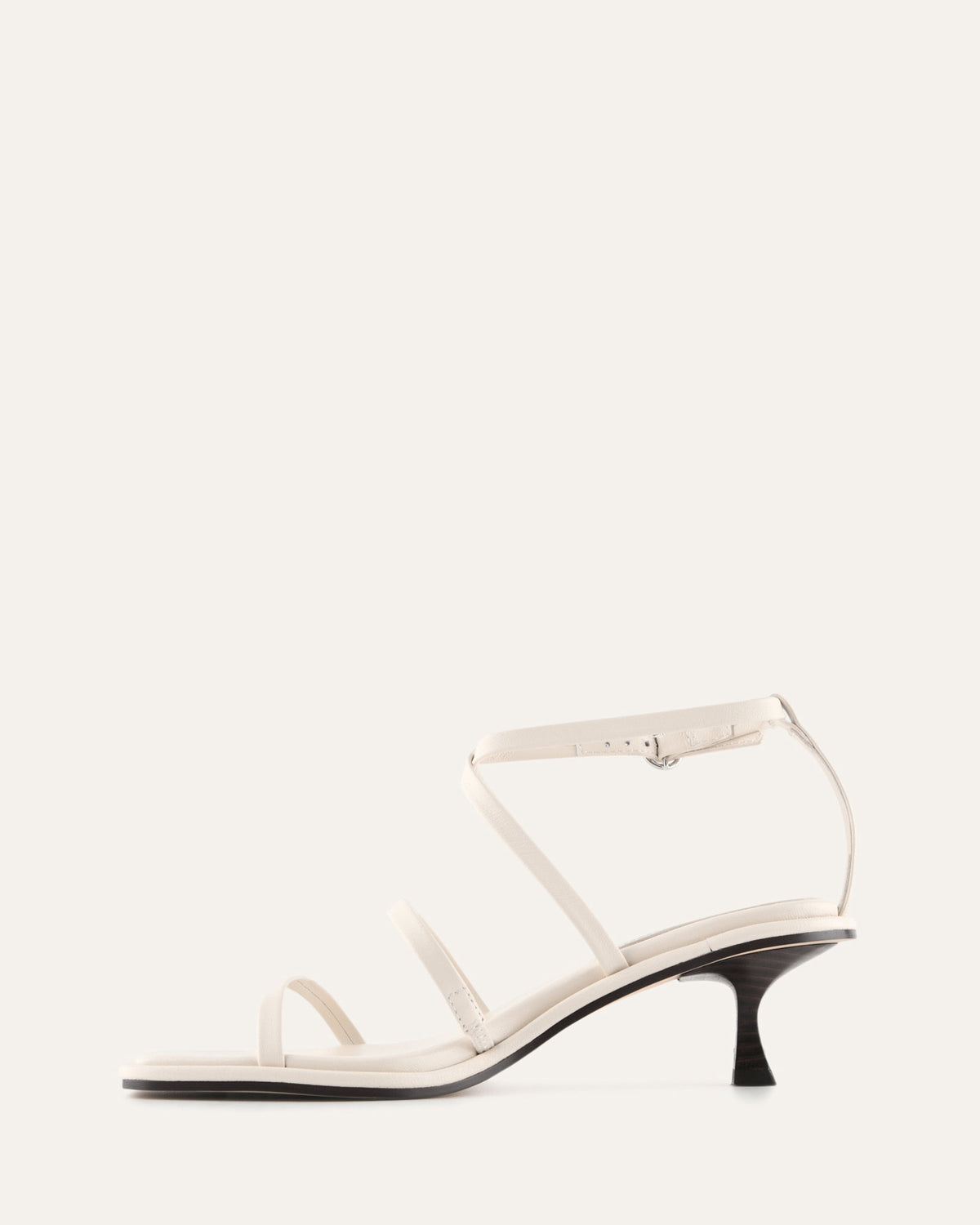 TUCKER MID HEEL SANDALS OFF WHITE LEATHER