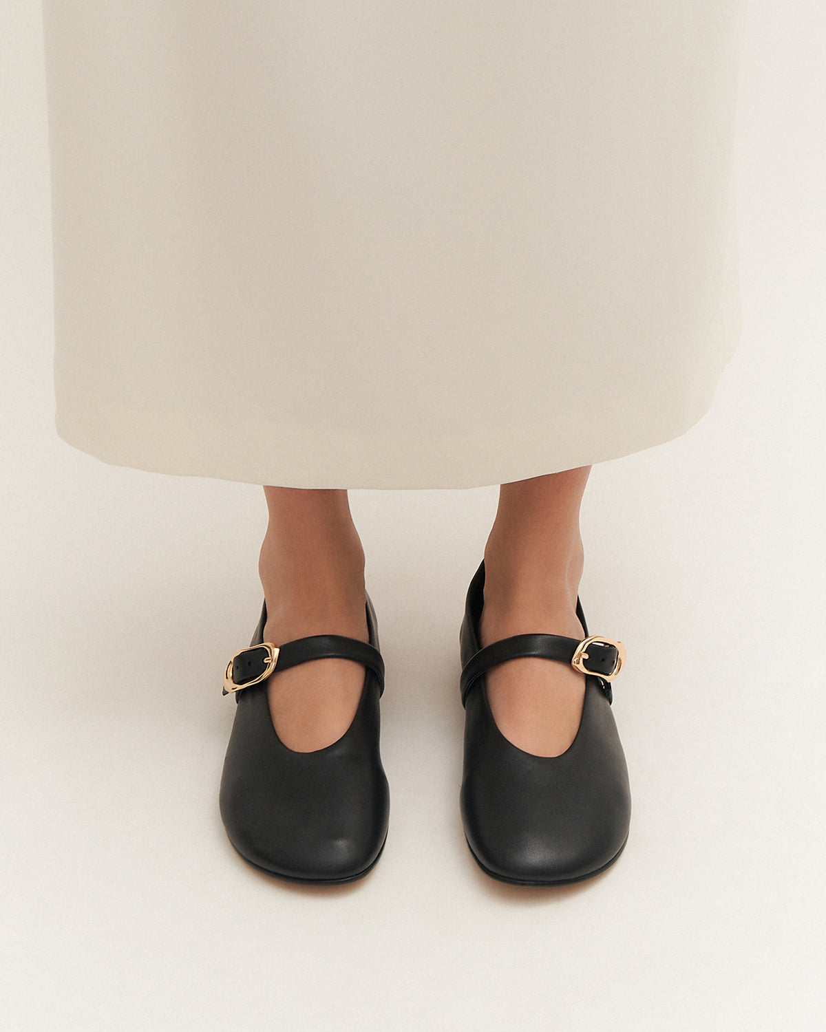 VALLEY BALLET FLATS BLACK LEATHER