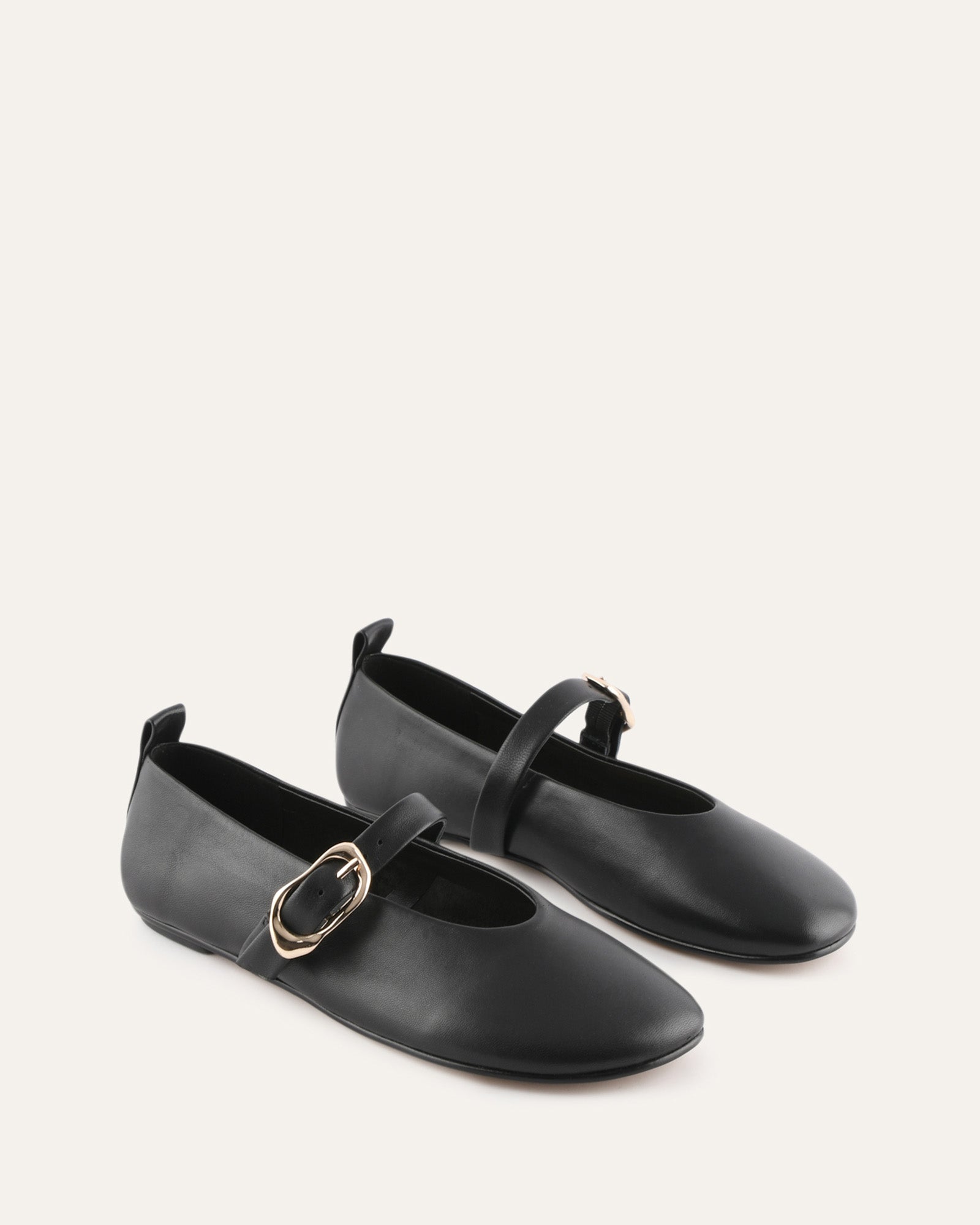 VALLEY BALLET FLATS BLACK LEATHER image