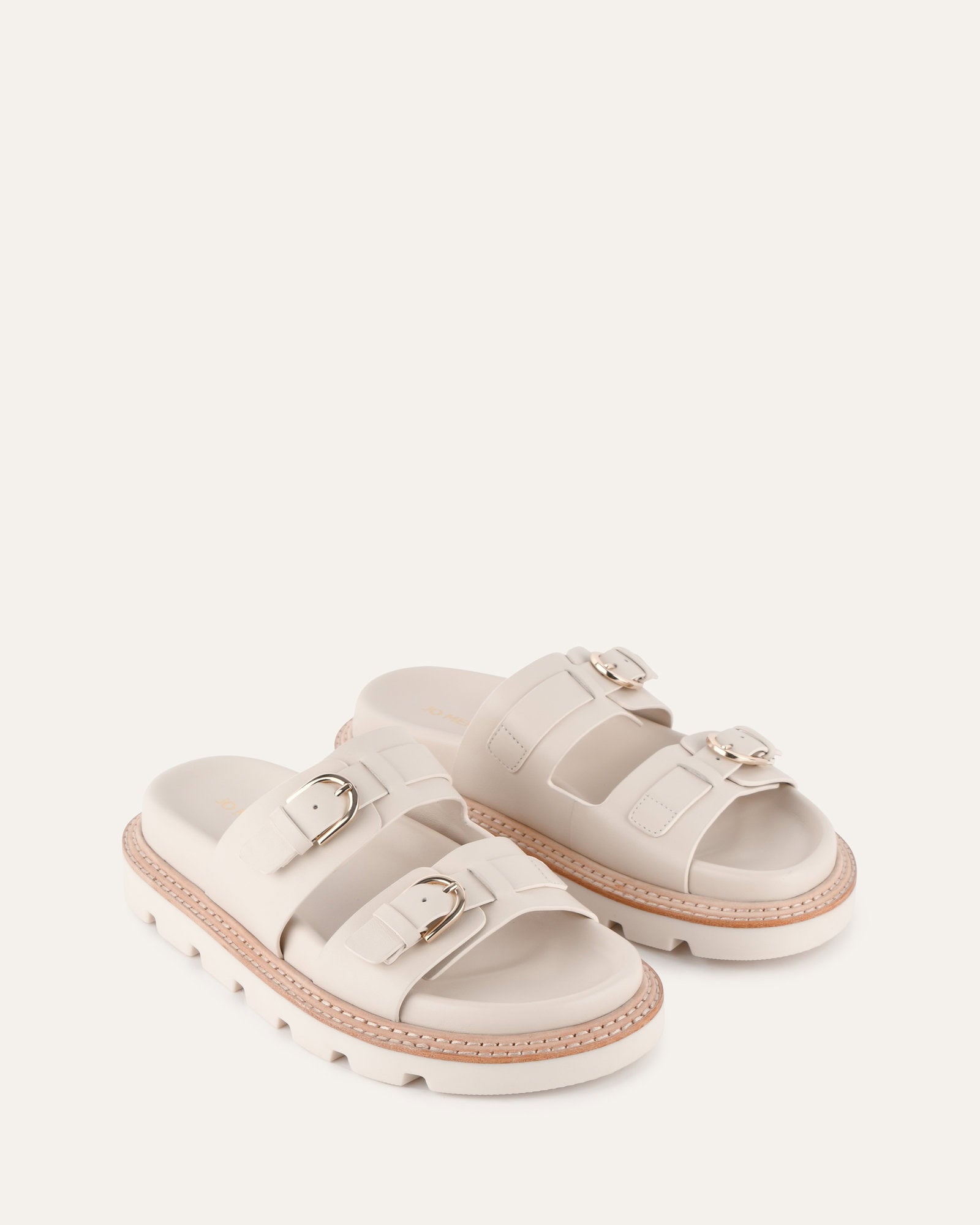 VICHY FLAT SANDALS OFF WHITE LEATHER image
