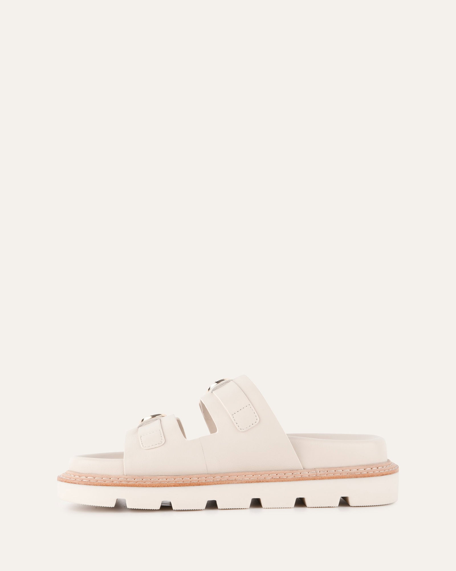 VICHY FLAT SANDALS OFF WHITE LEATHER image