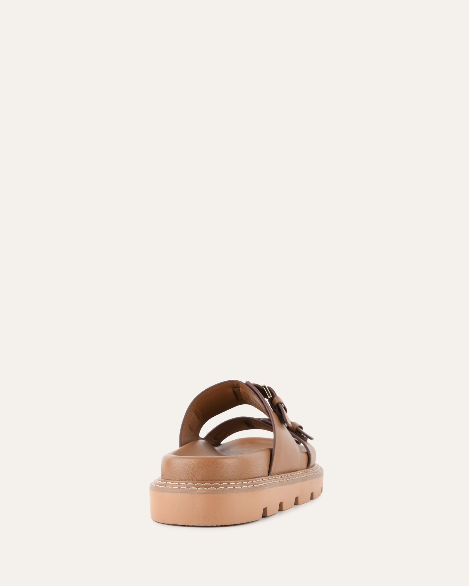 VICHY FLAT SANDALS TAN LEATHER image