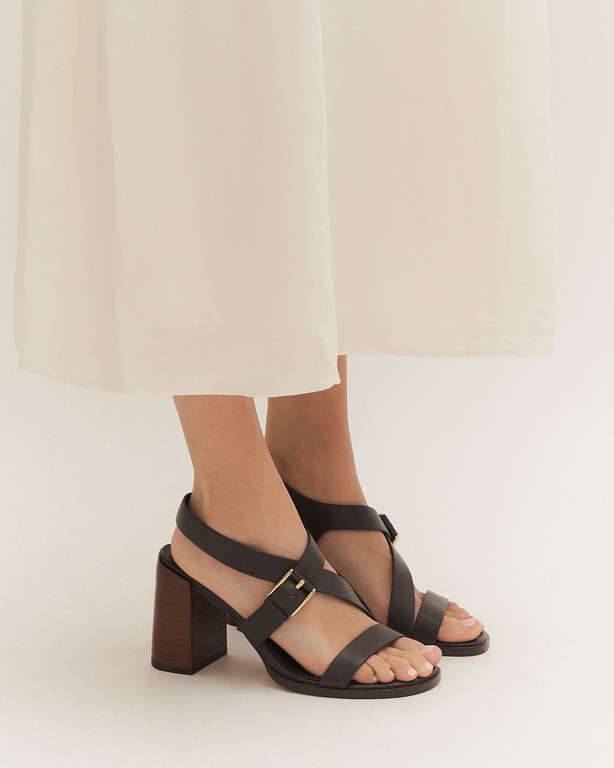 VIRGO HIGH HEEL SANDALS BITTER CHOC LEATHER