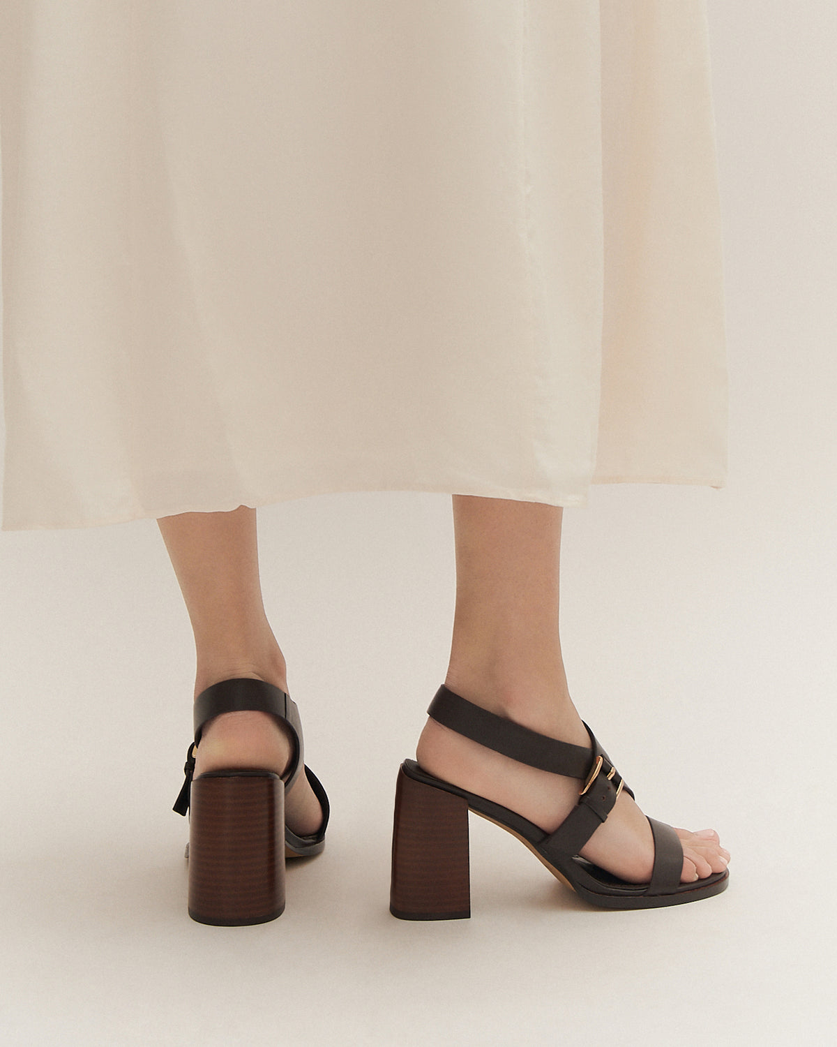 VIRGO HIGH HEEL SANDALS BITTER CHOC LEATHER