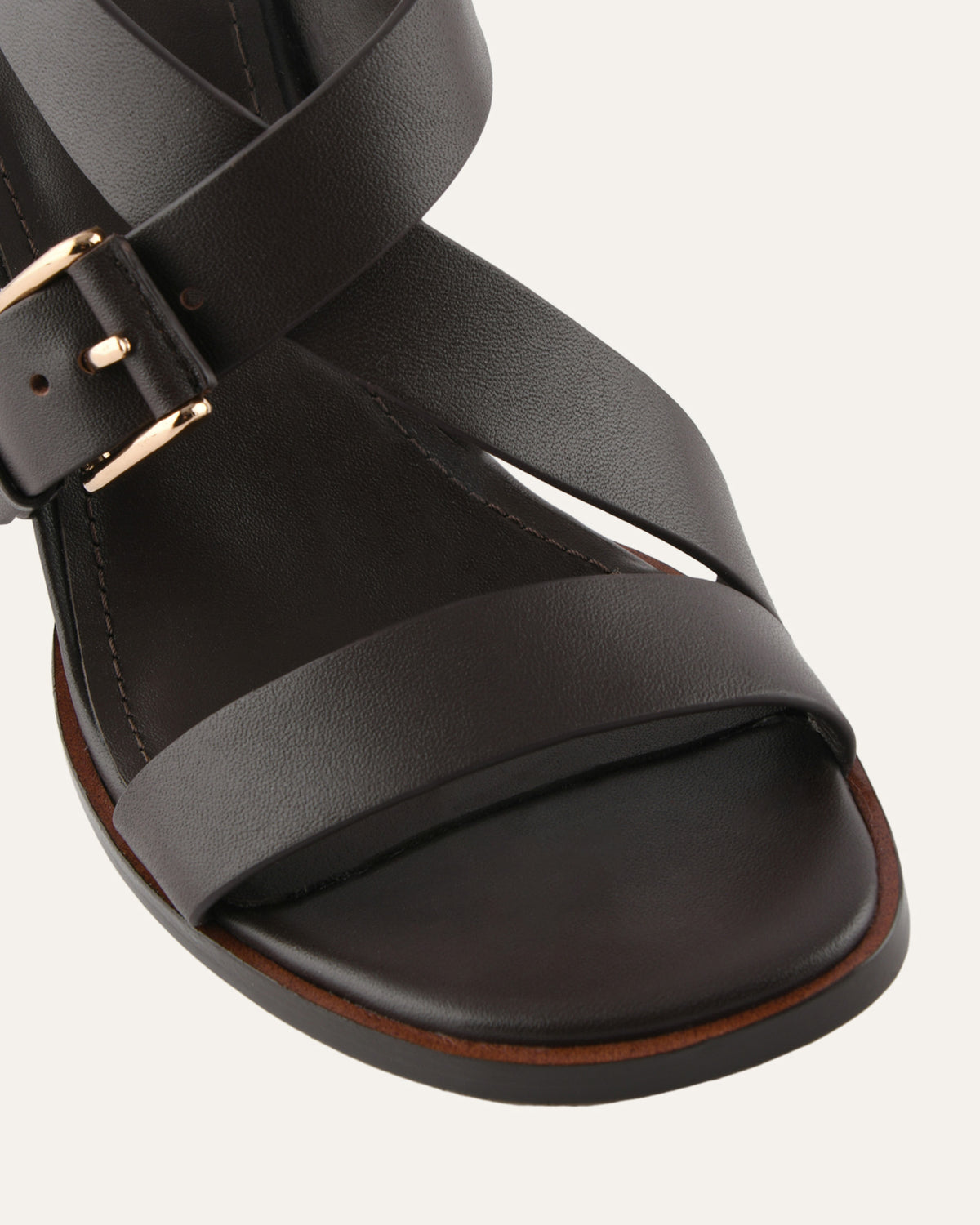 VIRGO HIGH HEEL SANDALS BITTER CHOC LEATHER